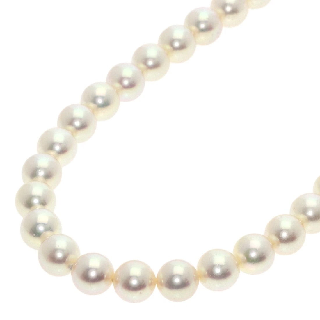 MIKIMOTO PEARL NECKLACE K14 WHITE GOLD: MIKIMOTO Pearl Necklace K14 White Gold Brand: MIKIMOTO Type/Style: Necklace Material: K14 White Gold, Main Stone Pearl Color: white Size: Stone Size:0.3inch/8-8.3mm Chain Length:42.5inch/108cm