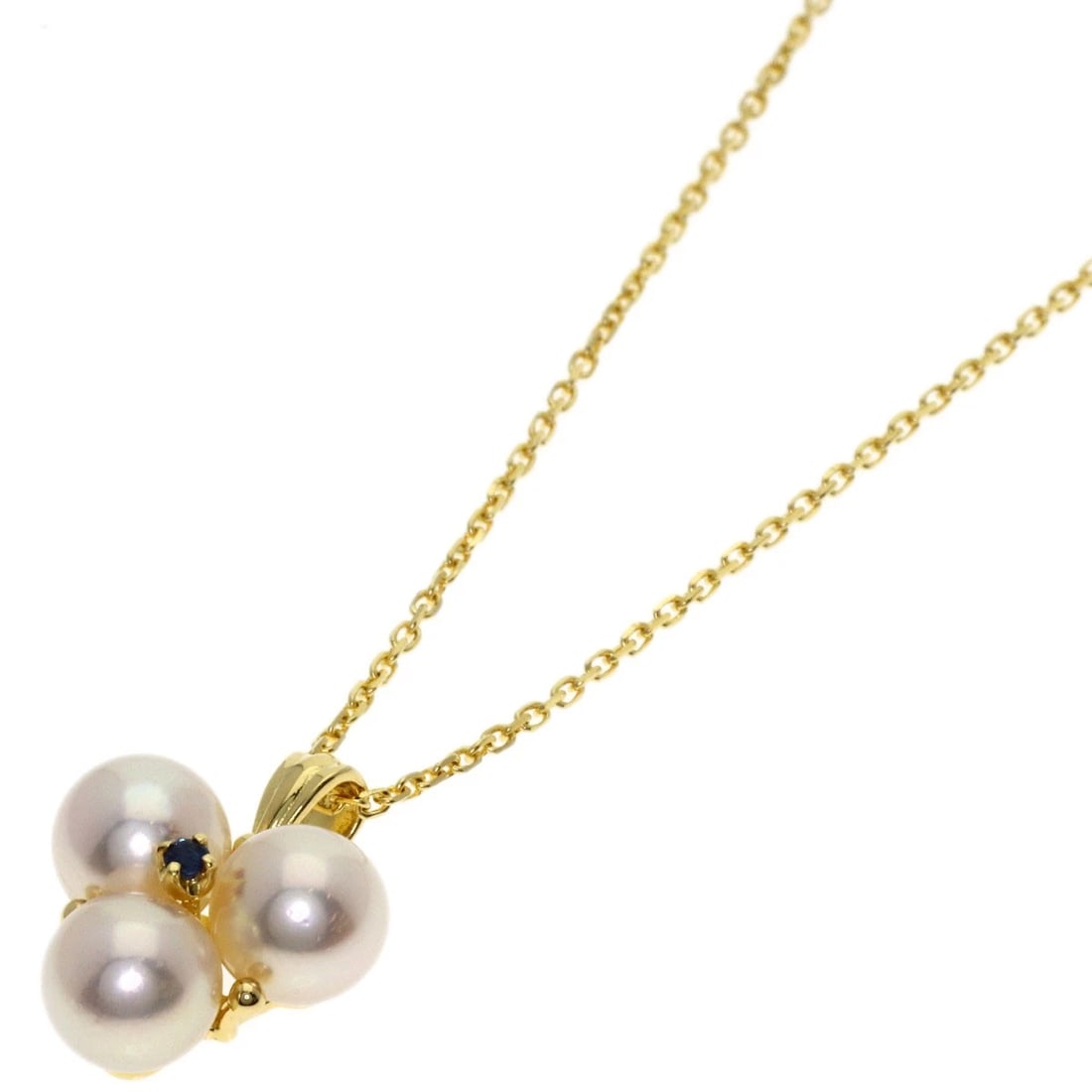 MIKIMOTO PEARL SAPPHIRE NECKLACE K18 YELLOW GOLD: MIKIMOTO Pearl Sapphire Necklace K18 Yellow Gold Brand: MIKIMOTO Type/Style: Necklace Material: K18 Yellow Gold, Color: Gold Size: Chain Length:15.0inch/38cm Chain Width:0.4inch/1.1mm Top