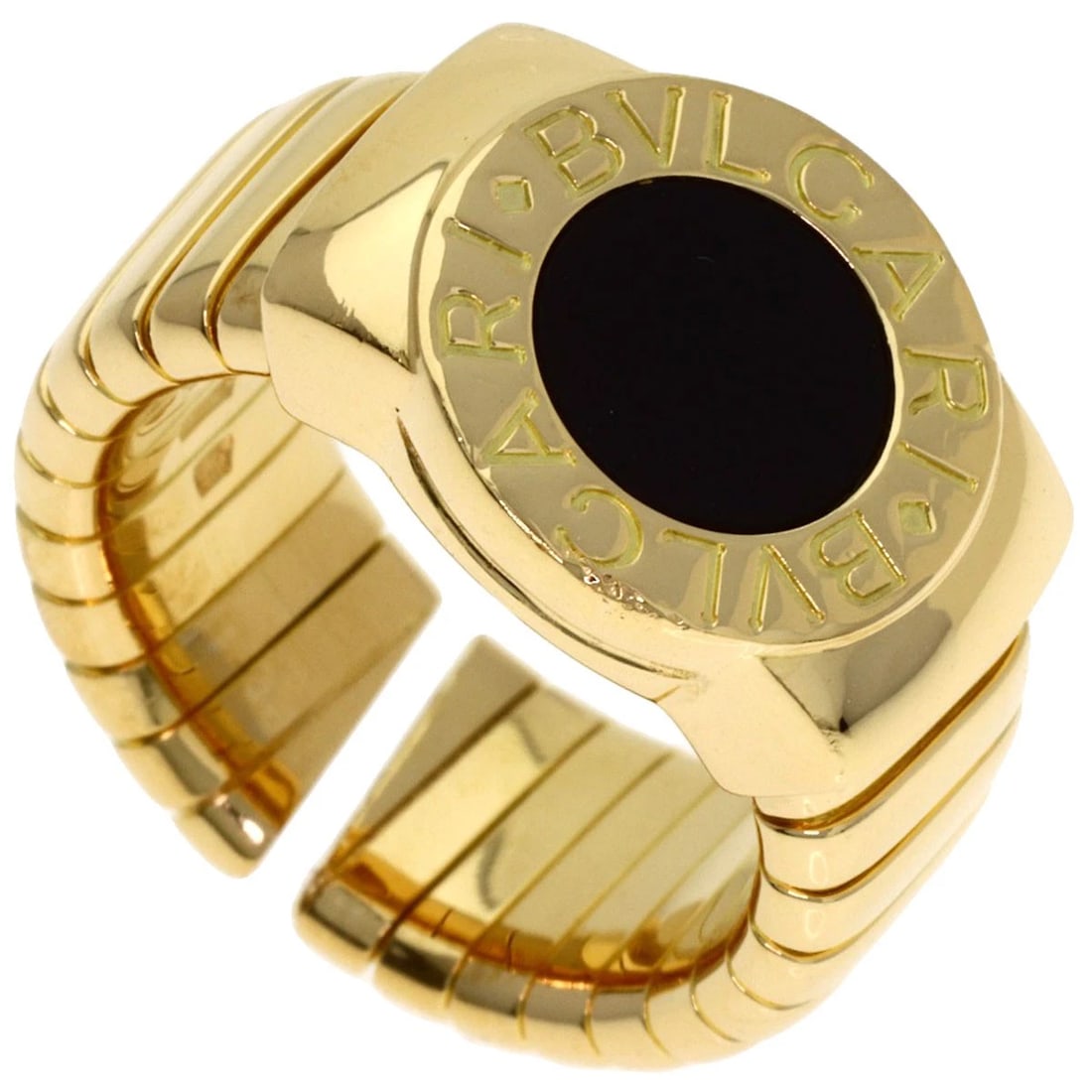 BVLGARI ONYX RING K18 YELLOW GOLD: BVLGARI Onyx Ring K18 Yellow Gold Brand: BVLGARI Type/Style: Ring Material: K18 Yellow Gold, Color: Gold Size: 5.25(US) Accessories: None Accessories Notice: When purchasing pre-owned good