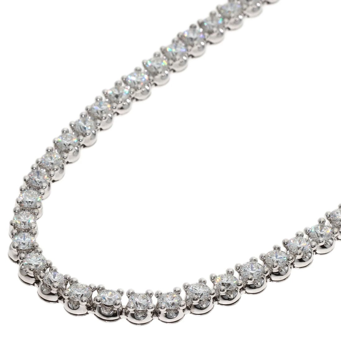 BVLGARI DIAMOND NECKLACE K18 WHITE GOLD: BVLGARI Diamond Necklace K18 White Gold Brand: BVLGARI Type/Style: Necklace Material: K18 White Gold, Main Stone Natural Color: Silver Size: Chain Length:15.7inch/40cm Chain Width:1.6inch/4mm Acce