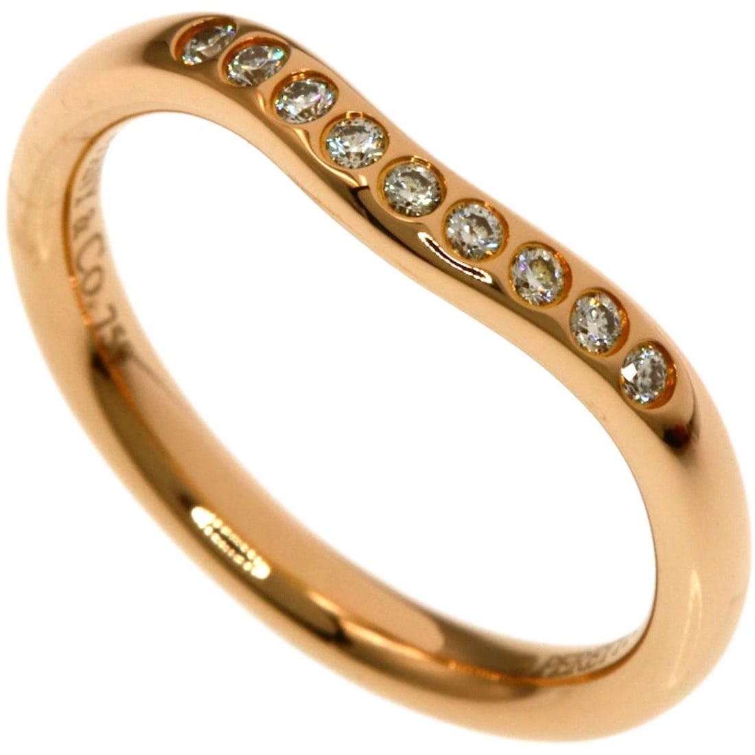 TIFFANY&CO. DIAMOND RING K18 PINK GOLD: TIFFANY&Co. Diamond Ring K18 Pink Gold Brand: TIFFANY&Co. Type/Style: Ring Material: K18 Pink Gold, Color: Gold Size: 3.25(US) Accessories: None Accessories Notice: When purchasing pre-own