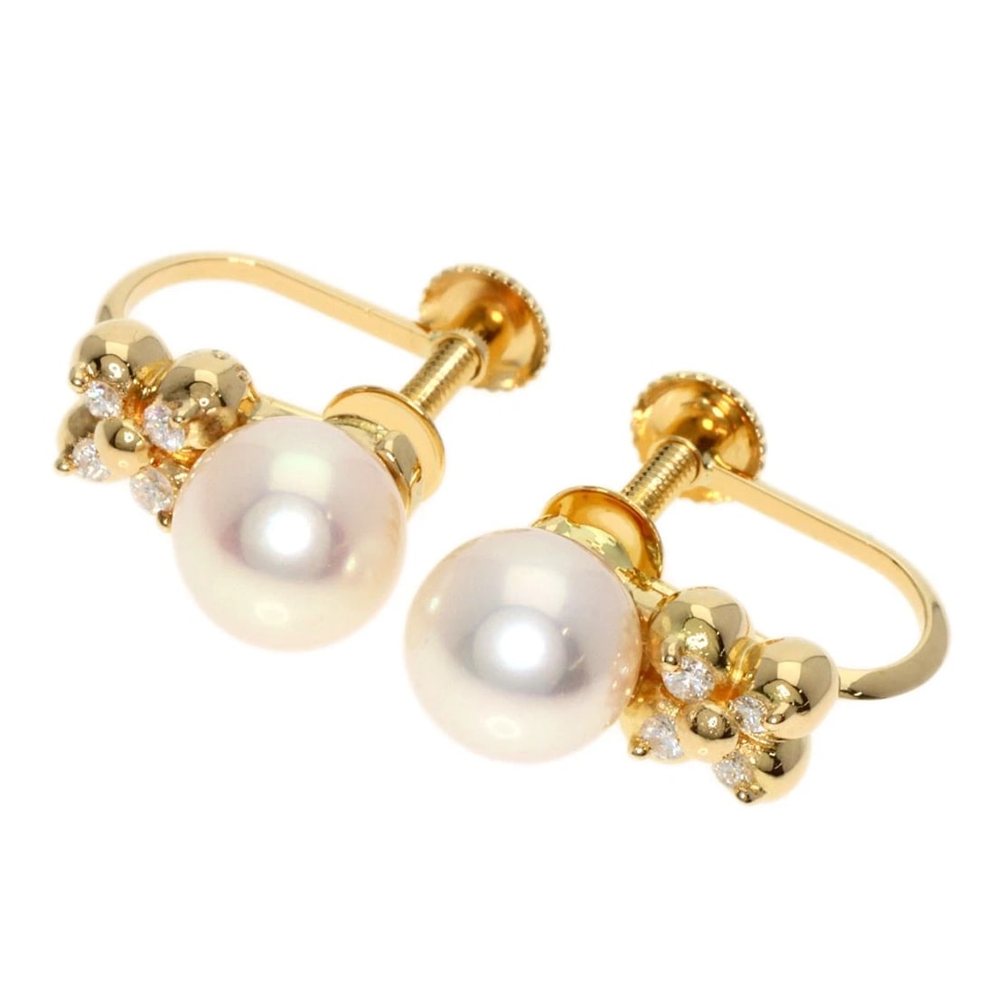 TASAKI PEARL DIAMOND EARRING K18 YELLOW GOLD: TASAKI Pearl Diamond Earring K18 Yellow Gold Brand: TASAKI Type/Style: Earring Material: K18 Yellow Gold, Main Stone Pearl Color: Gold Size: Stone Size:0.2inch/6.2mm Top Size:0.4inch/11.4x6.2x7.6mm