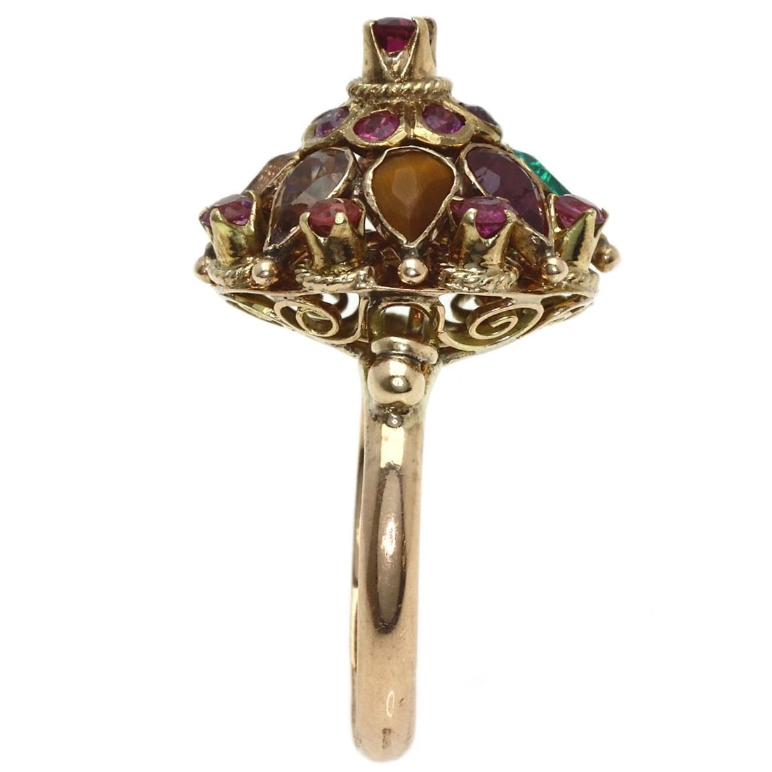 MULTI-COLORED STONE RING 14K - 2