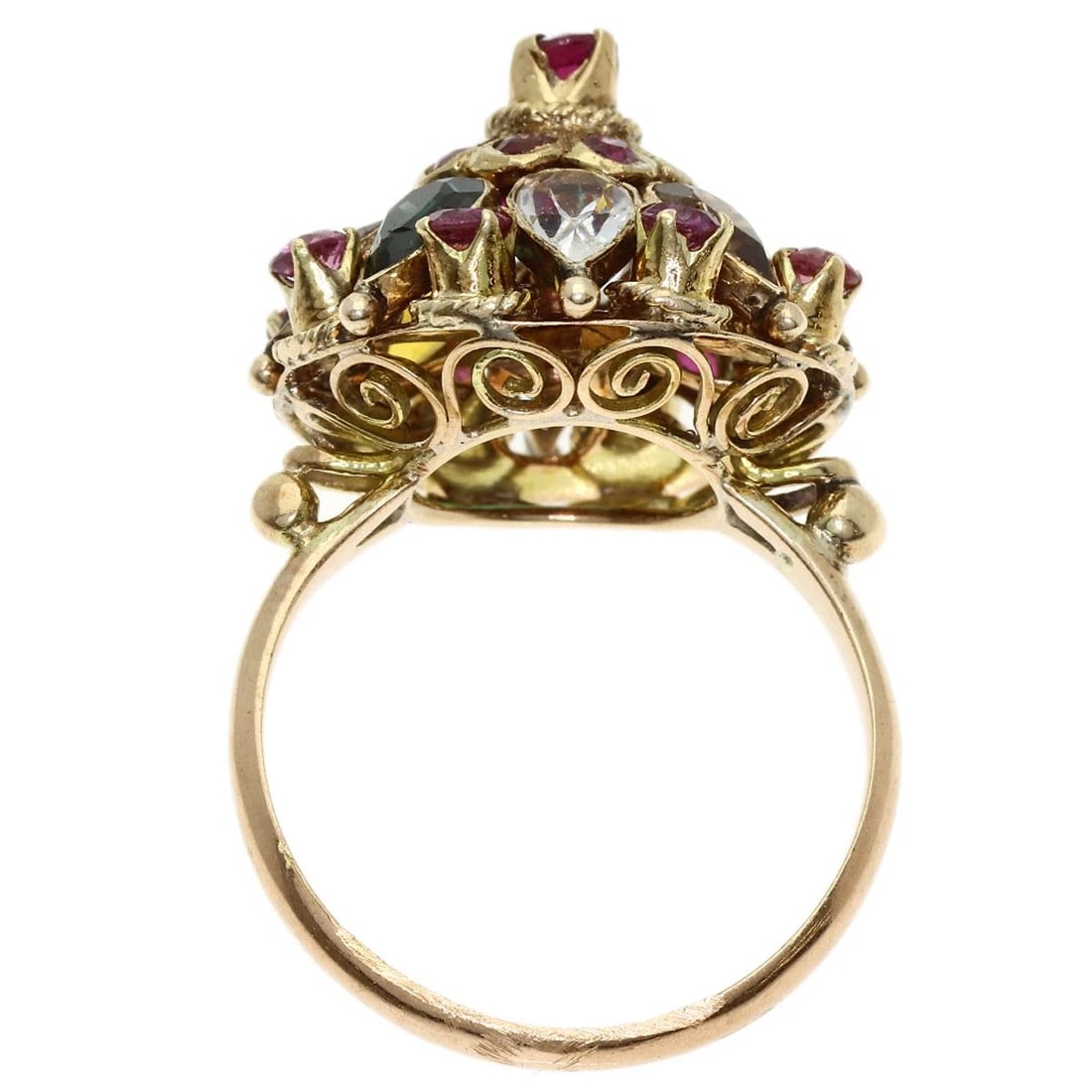 MULTI-COLORED STONE RING 14K - 3