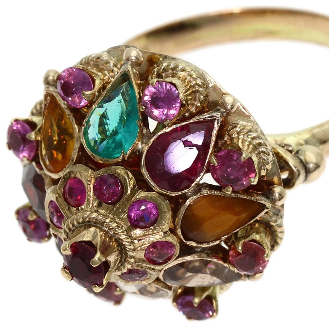 MULTI-COLORED STONE RING 14K - 7