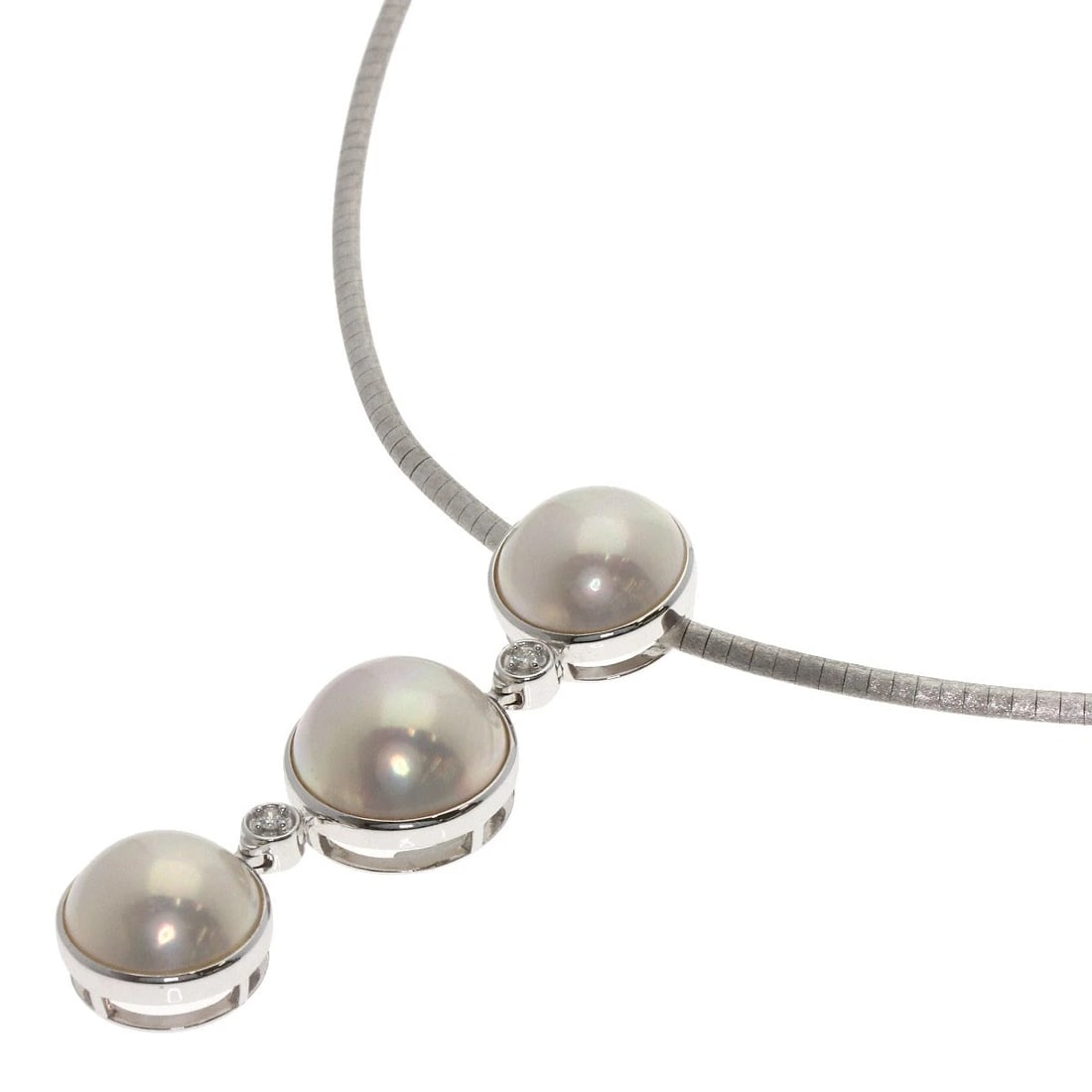TASAKI PEARL PEARL DIAMOND NECKLACE K18 WHITE GOLD: TASAKI Pearl Pearl Diamond Necklace K18 White Gold Brand: TASAKI Type/Style: Necklace Material: K18 White Gold, Main Stone Pearl Color: Silver Size: Chain Length:16.5inch/42cm Chain Width:0.8inch/2mm