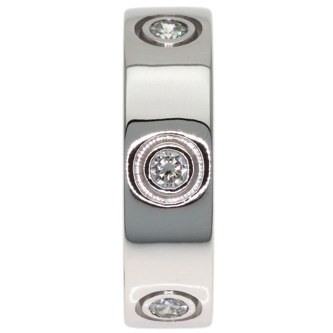 CARTIER LOVE RING FULL DIAMOND RING K18 WHITE GOLD: CARTIER love ring full diamond Ring K18 White Gold Brand: CARTIER Type/Style: Ring Material: K18 White Gold, Main Stone Natural Color: Silver Size: 5(US) Accessories: None Accessories Noti