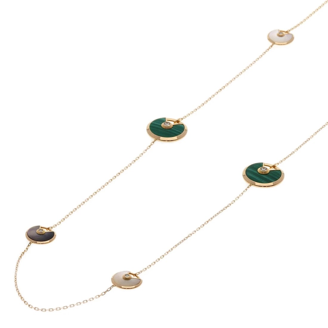 CARTIER AMULET MALACHITE LONG NECKLACE K18 PINK GOLD: CARTIER Amulet Malachite Long Necklace K18 Pink Gold Brand: CARTIER Type/Style: Necklace Material: K18 Pink Gold, Main Stone Malachite Color: Gold Size: Chain Length:35.0inch/89cm Chain