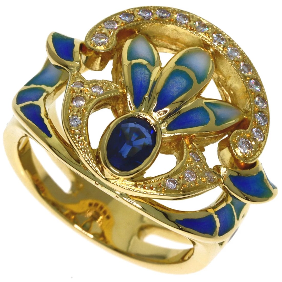 MASRIERA SAPPHIRE DIAMOND RING K18 YELLOW GOLD (1 of 8)