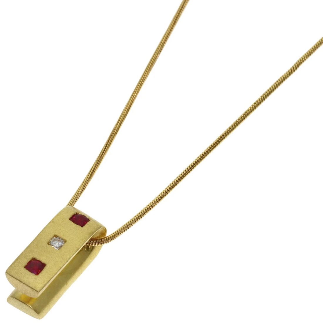 DAMIANI RUBY DIAMOND NECKLACE K18 YELLOW GOLD: Damiani Ruby Diamond Necklace K18 Yellow Gold Brand: Damiani Type/Style: Necklace Material: K18 Yellow Gold, Main Stone Ruby Color: Gold Size: Chain Length:16.9inch/43cm Chain Width:0.4inch/1mm Top