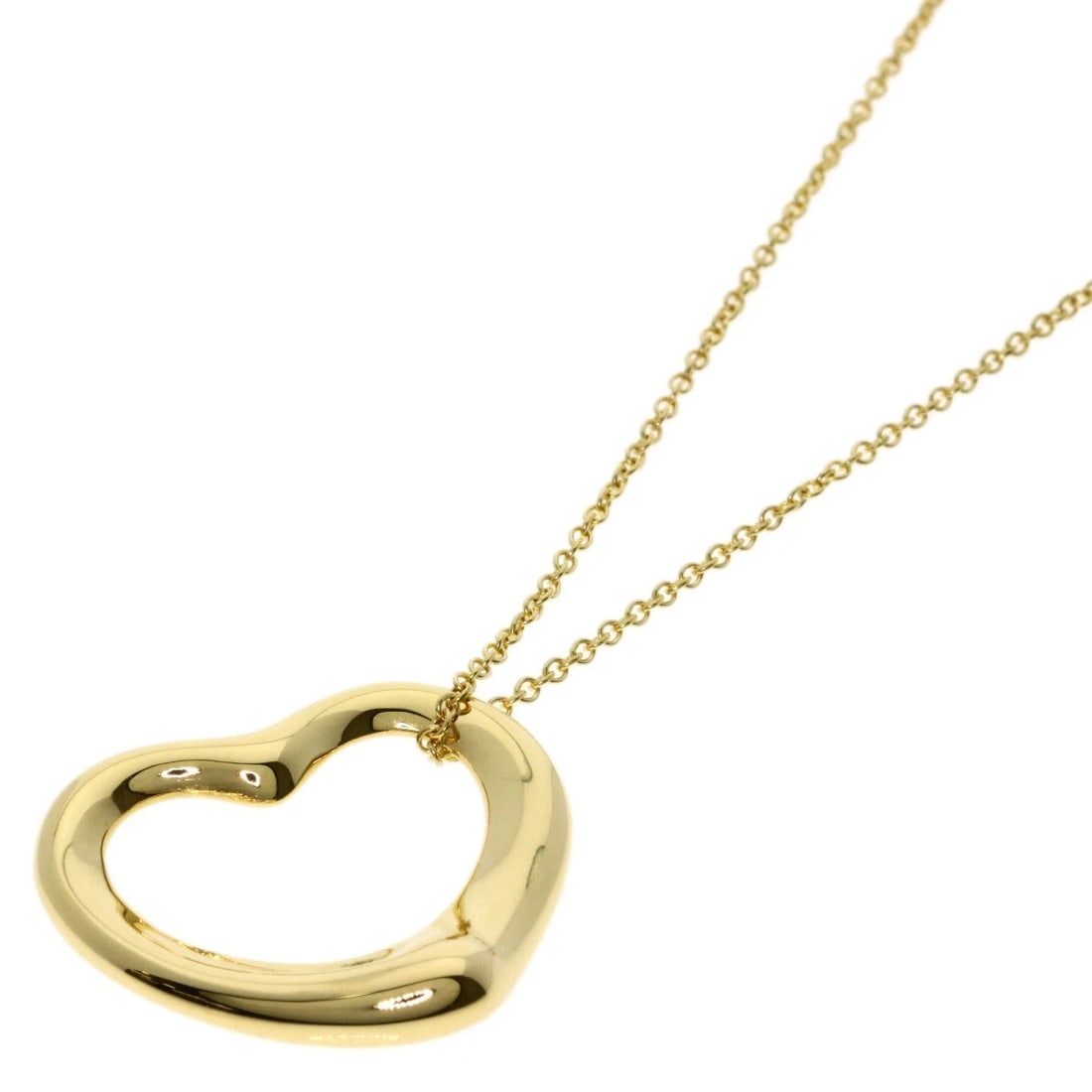 TIFFANY&CO. OPEN HEART NECKLACE K18 YELLOW GOLD: TIFFANY&Co. Open heart Necklace K18 Yellow Gold Brand: TIFFANY&Co. Type/Style: Necklace Material: K18 Yellow Gold, Color: Gold Size: Chain Length:15.7inch/40cm Chain Width:0.5inch/1.2mm Top Size:0.7in