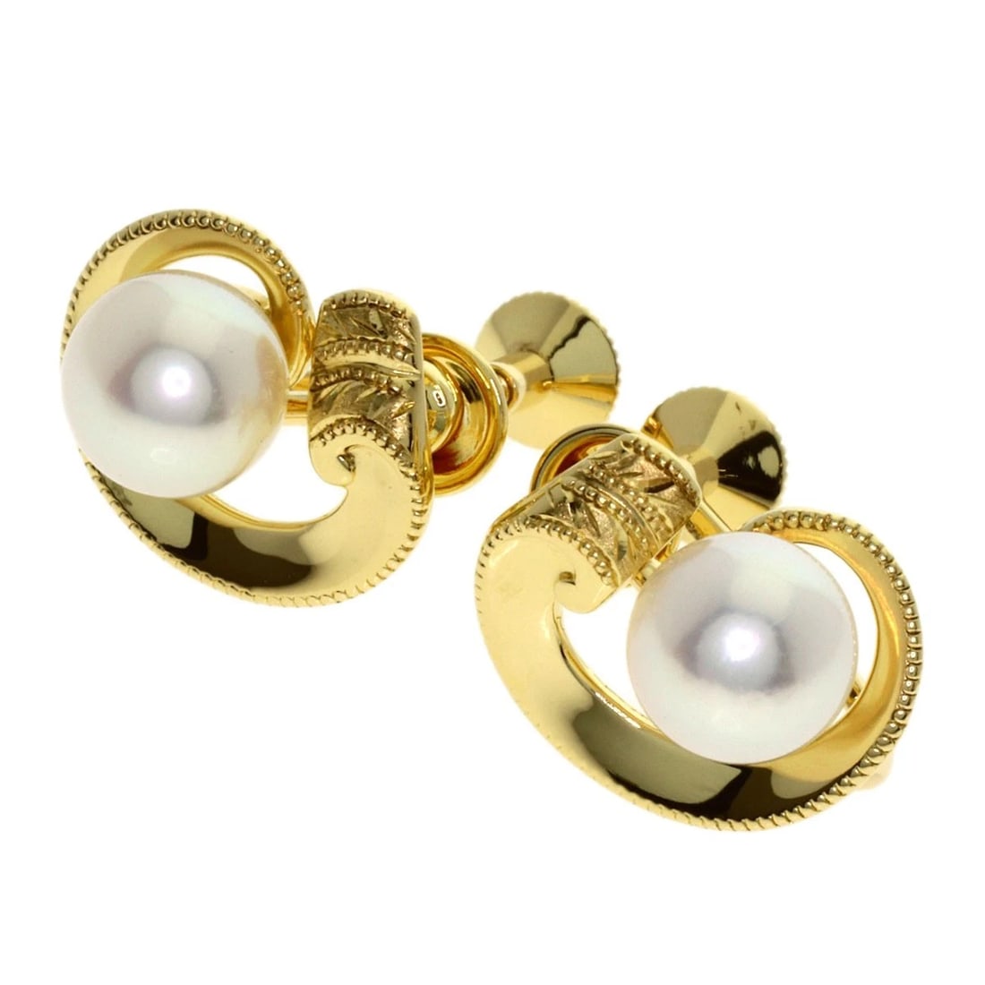 MIKIMOTO PEARL EARRING K18 YELLOW GOLD: MIKIMOTO Pearl Earring K18 Yellow Gold Brand: MIKIMOTO Type/Style: Earring Material: K18 Yellow Gold, Color: Gold Size: Stone Size:0.3inch/6.8mm Top Size:0.5inch/13.7x11.1x7.8mm Accessories: None