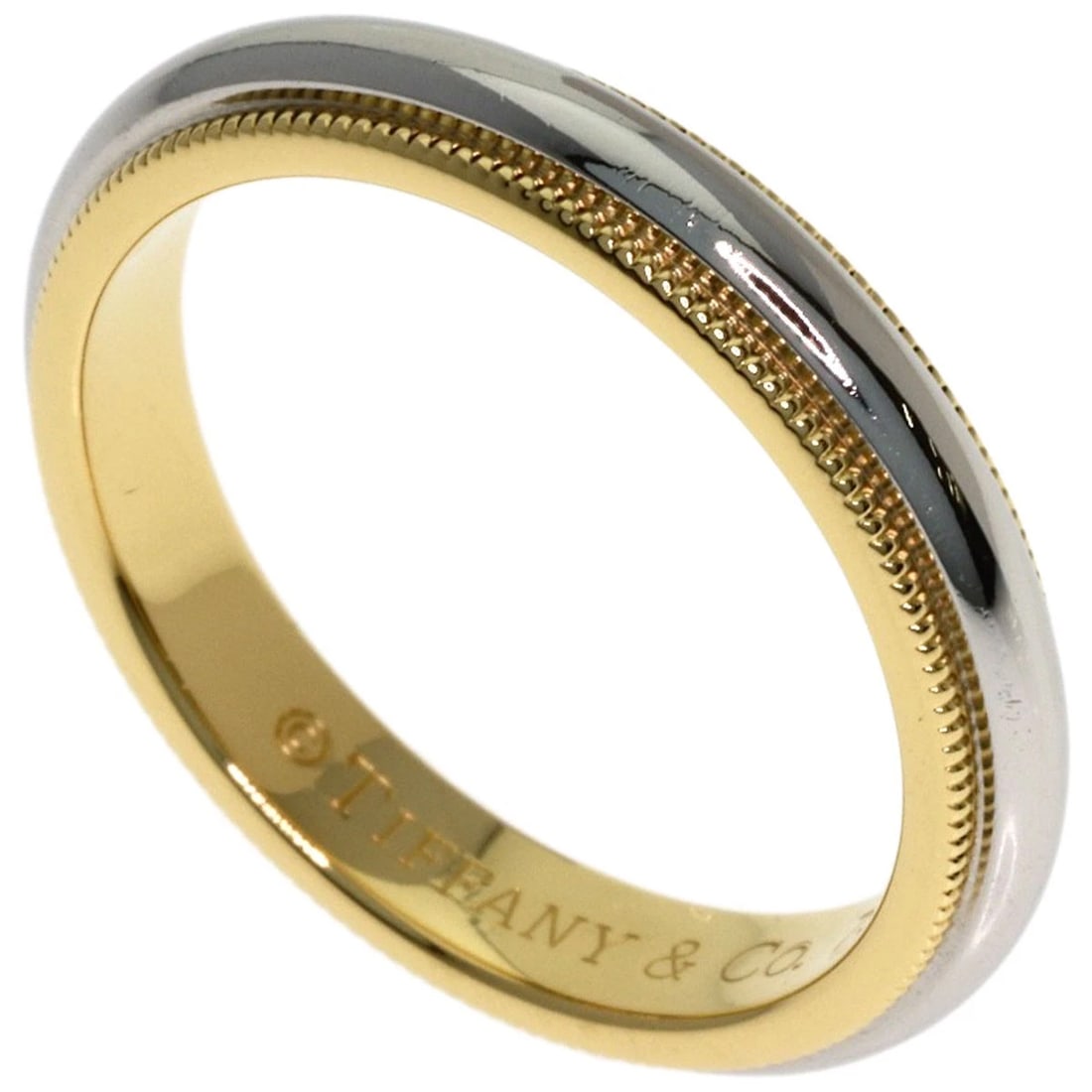 TIFFANY&CO. MILGRAIN RING K18 YELLOW GOLD PT950: TIFFANY&Co. Milgrain Ring K18 Yellow Gold PT950 Brand: TIFFANY&Co. Type/Style: Ring Material: K18 Yellow Gold/PT950, Color: Gold Size: 6(US) Accessories: None Accessories Notice: When purchasing