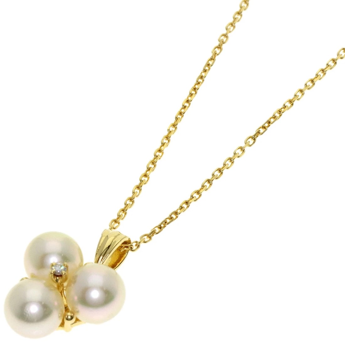 MIKIMOTO PEARL DIAMOND NECKLACE K18 YELLOW GOLD: MIKIMOTO Pearl Diamond Necklace K18 Yellow Gold Brand: MIKIMOTO Type/Style: Necklace Material: K18 Yellow Gold, Color: Gold Size: Stone Size:0.3inch/6.5mm Chain Length:15.0inch/38cm Chain