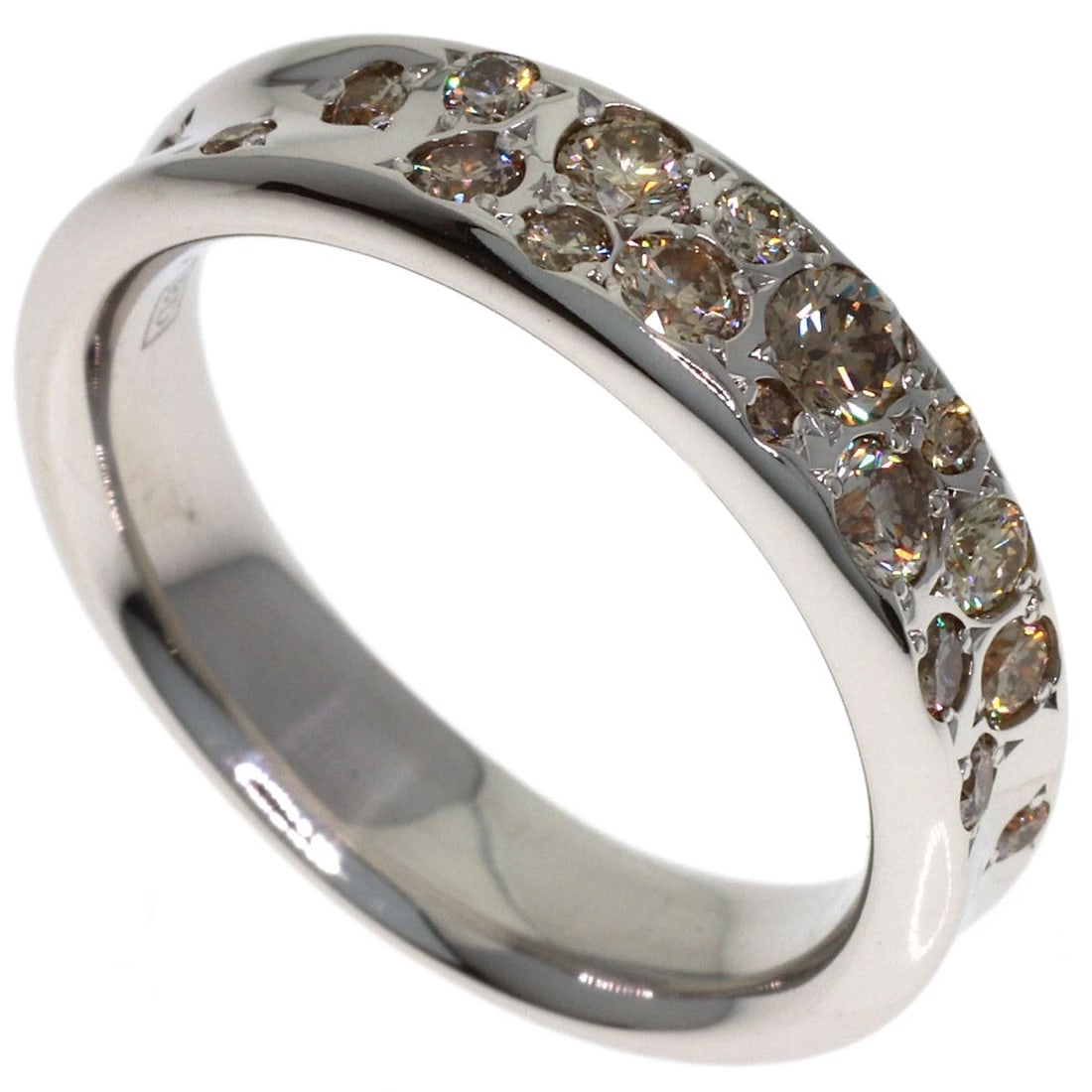 KASHIKEY MELANGE BROWN DIAMOND RING K18 WHITE GOLD: Kashikey Melange Brown Diamond Ring K18 White Gold Brand: Kashikey Type/Style: Ring Material: K18 White Gold, Color: Silver Size: 6.25(US) Accessories: None Accessories Notice: When purchasing