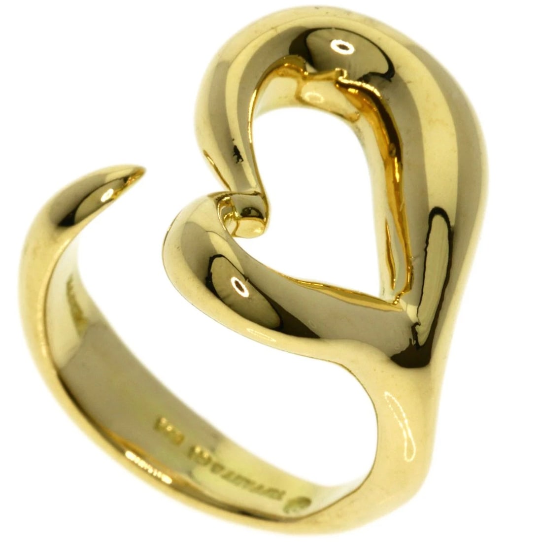 TIFFANY&CO. OPEN HEART RING K18 YELLOW GOLD: TIFFANY&Co. Open heart Ring K18 Yellow Gold Brand: TIFFANY&Co. Type/Style: Ring Material: K18 Yellow Gold, Color: Gold Size: 5.75(US) Accessories: None Accessories Notice: When purchasing
