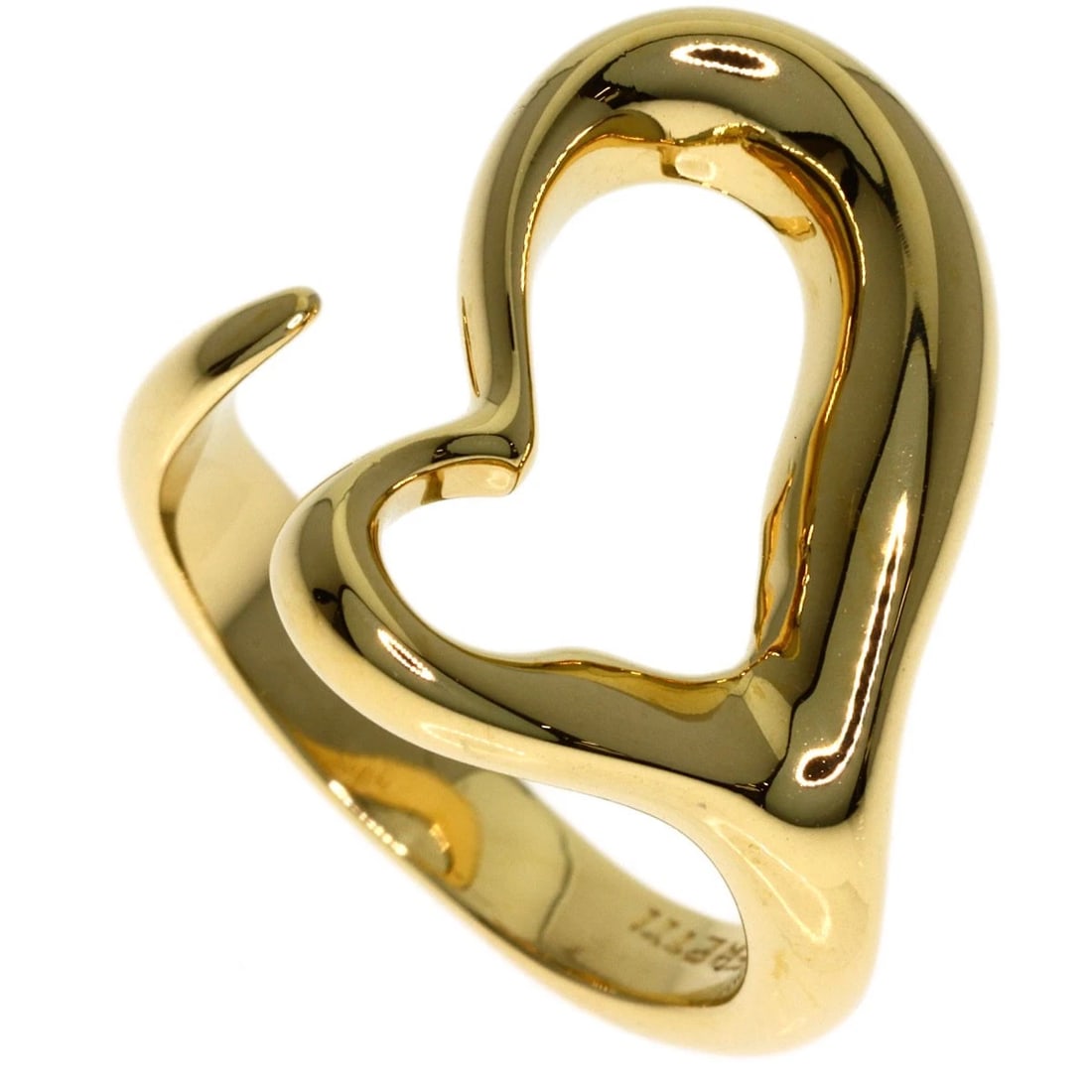 TIFFANY&CO. OPEN HEART RING K18 YELLOW GOLD: TIFFANY&Co. Open heart Ring K18 Yellow Gold Brand: TIFFANY&Co. Type/Style: Ring Material: K18 Yellow Gold, Color: Gold Size: 4.5(US) Accessories: None Accessories Notice: When purchasing p