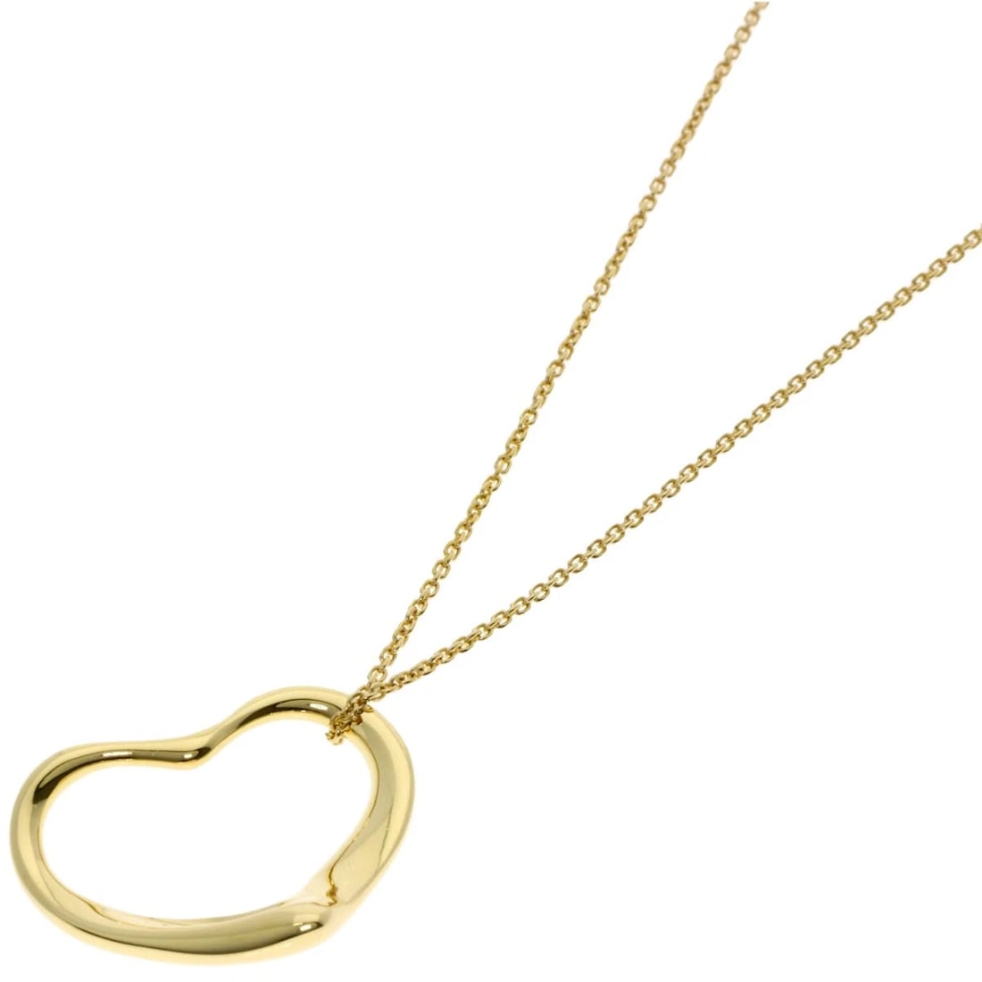 TIFFANY&CO. OPEN HEART NECKLACE K18 YELLOW GOLD: TIFFANY&Co. Open heart Necklace K18 Yellow Gold Brand: TIFFANY&Co. Type/Style: Necklace Material: K18 Yellow Gold, Color: Gold Size: Chain Length:15.9inch/40.5cm Chain Width:0.4inch/1mm Top Size:0.7in