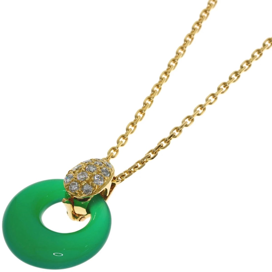 VAN CLEEF & ARPELS DIAMOND NECKLACE K18 YELLOW GOLD: Van Cleef & Arpels Diamond Necklace K18 Yellow Gold Brand: Van Cleef & Arpels Type/Style: Necklace Material: K18 Yellow Gold, Main Stone Chalcedony Color: Gold Size: Chain Length:17.7inch/45cm Chain W