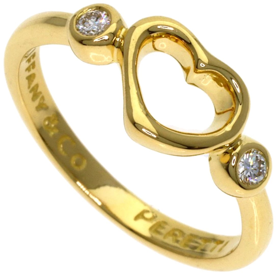 TIFFANY&CO. OPEN HEART DIAMOND RING K18 YELLOW GOLD: TIFFANY&Co. Open Heart Diamond Ring K18 Yellow Gold Brand: TIFFANY&Co. Type/Style: Ring Material: K18 Yellow Gold, Color: Gold Size: 4(US) Accessories: None Accessories Notice: When purcha