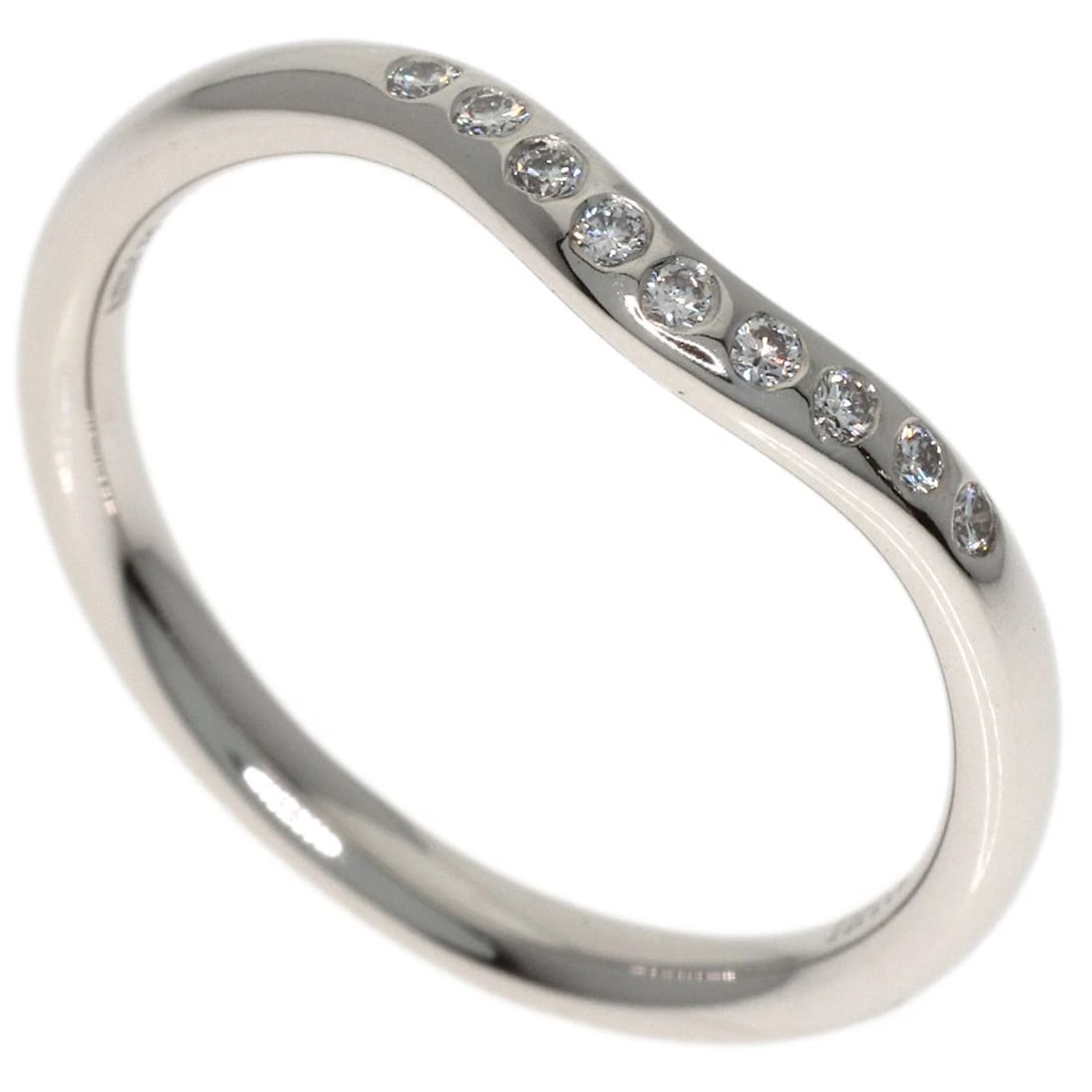 TIFFANY&CO. CURVED BAND DIAMOND RING PLATINUM PT950: TIFFANY&Co. Curved band Diamond Ring Platinum PT950 Brand: TIFFANY&Co. Type/Style: Ring Material: Platinum PT950, Color: Silver Size: 5(US) Accessories: None Accessories Notice: When purch