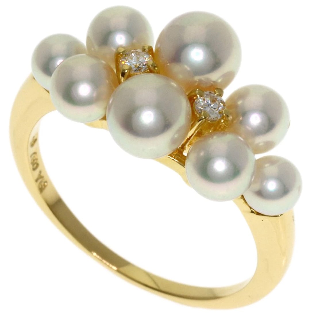 MIKIMOTO PEARL DIAMOND RING K18 YELLOW GOLD: MIKIMOTO Pearl Diamond Ring K18 Yellow Gold Brand: MIKIMOTO Type/Style: Ring Material: K18 Yellow Gold, Color: Gold Size: 5.25(US) Accessories: None Accessories Notice: When purchasing pre