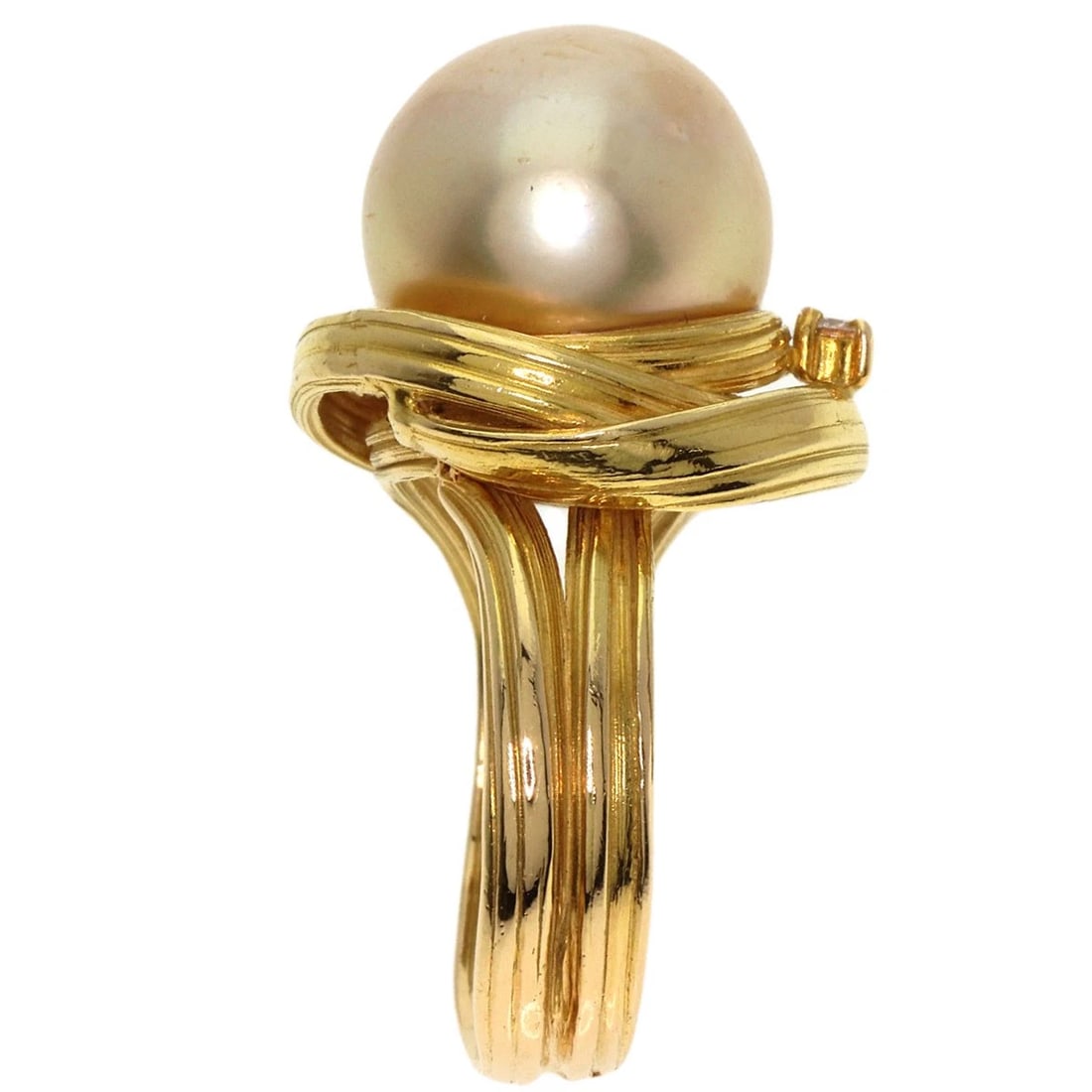 TASAKI GOLDEN PEARL DIAMOND RING K18 YELLOW GOLD: TASAKI Golden Pearl Diamond Ring K18 Yellow Gold Brand: TASAKI Type/Style: Ring Material: K18 Yellow Gold, Color: Gold Size: 6.75(US) Accessories: None Accessories Notice: When purchasing