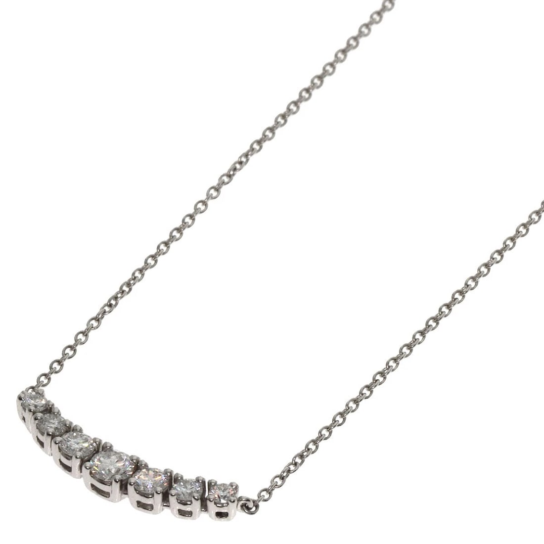 TIFFANY&CO.DIAMOND NECKLACE PLATINUM PT950: TIFFANY&Co.Diamond Necklace Platinum PT950 Brand: TIFFANY&Co. Type/Style: Necklace Material: Platinum PT950, Main Stone Natural Color: Silver Size: Chain Length:15.7inch/40cm Chain Width:0.4inch/1mm T