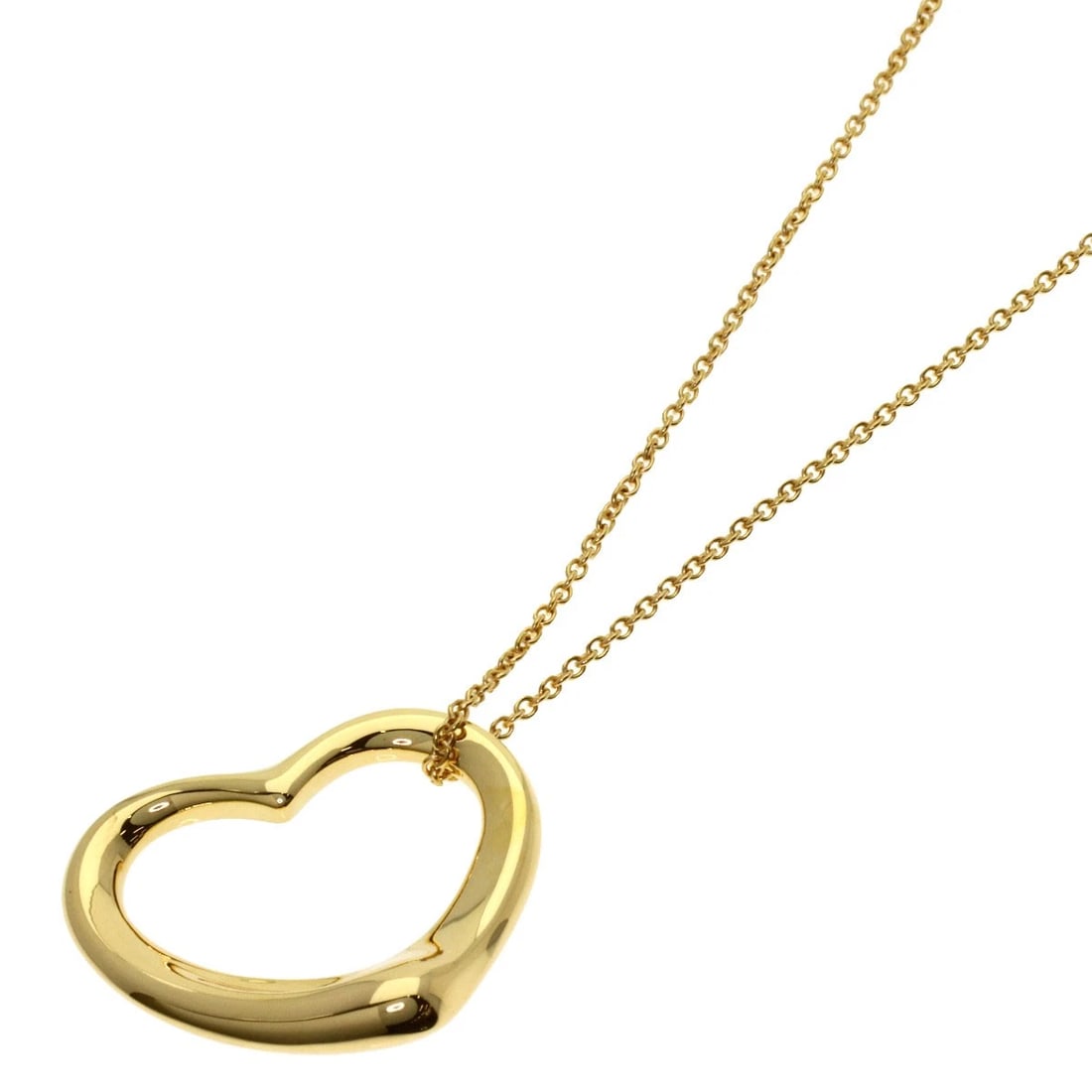 TIFFANY&CO. OPEN HEART NECKLACE K18 YELLOW GOLD: TIFFANY&Co. Open heart Necklace K18 Yellow Gold Brand: TIFFANY&Co. Type/Style: Necklace Material: K18 Yellow Gold, Color: Gold Size: Chain Length:15.7inch/40cm Chain Width:0.4inch/1.1mm Top