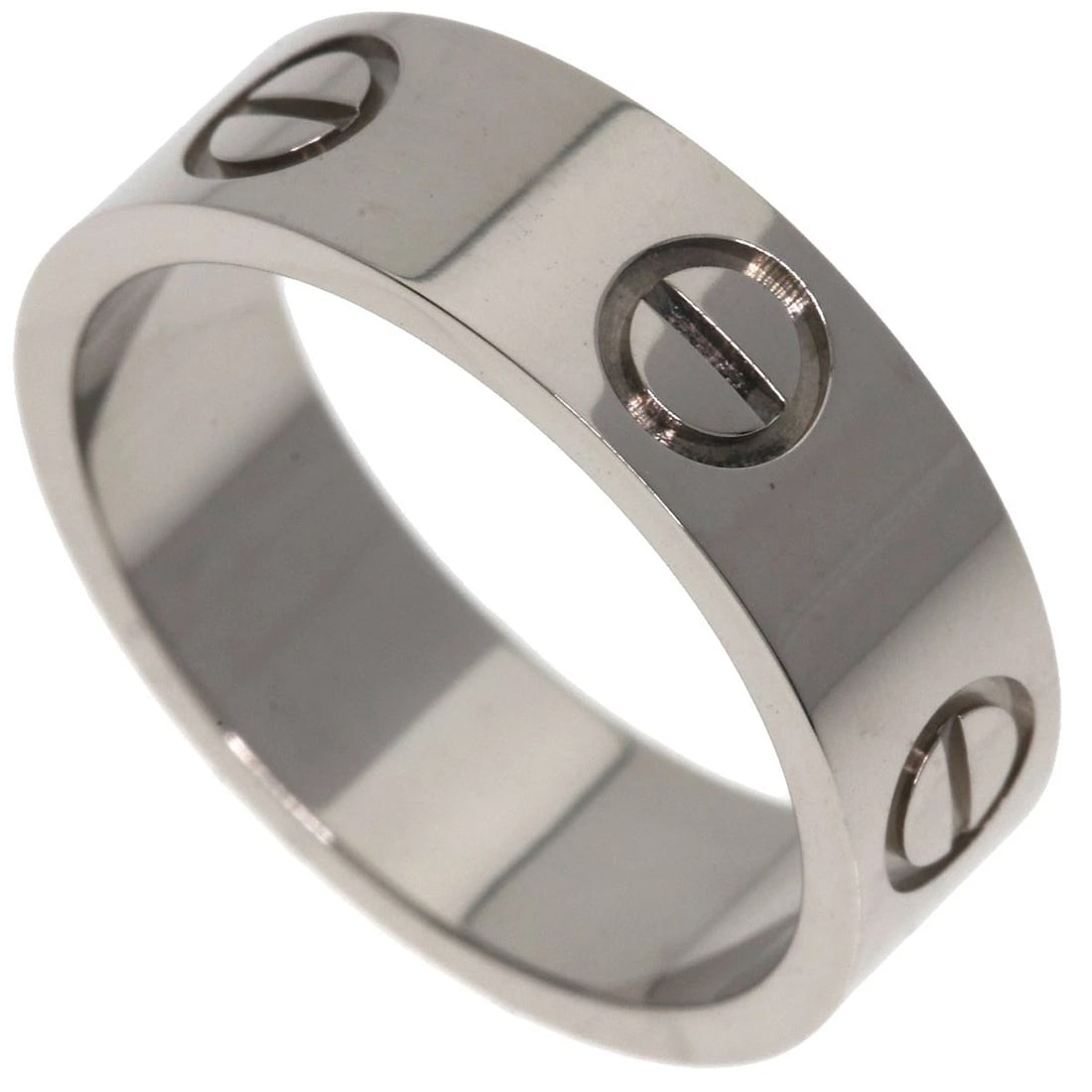CARTIER LOVE RING K18 WHITE GOLD: CARTIER love Ring K18 White Gold Brand: CARTIER Type/Style: Ring Material: K18 White Gold, Color: Silver Size: 5(US) Accessories: None Accessories Notice: When purchasing pre-owned goods, please