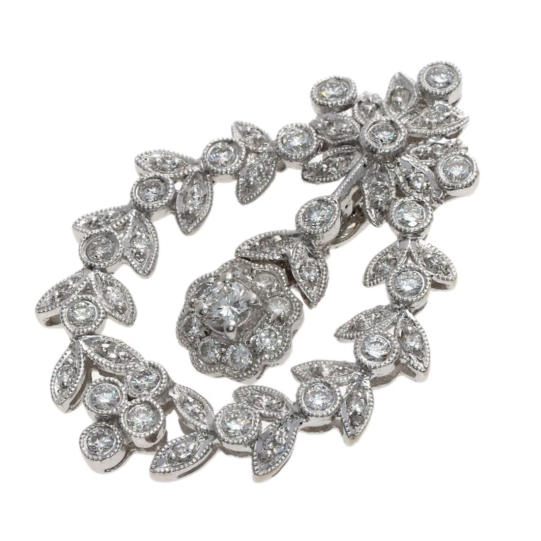 PONTE VECCHIO DIAMOND PENDANT TOP K18 WHITE GOLD: Ponte Vecchio Diamond Pendant top K18 White Gold Brand: Ponte Vecchio Type/Style: Pendant top Material: K18 White Gold, Main Stone Natural Color: Silver Size: Top Size:1.4inch/35x24.3x4.7mm