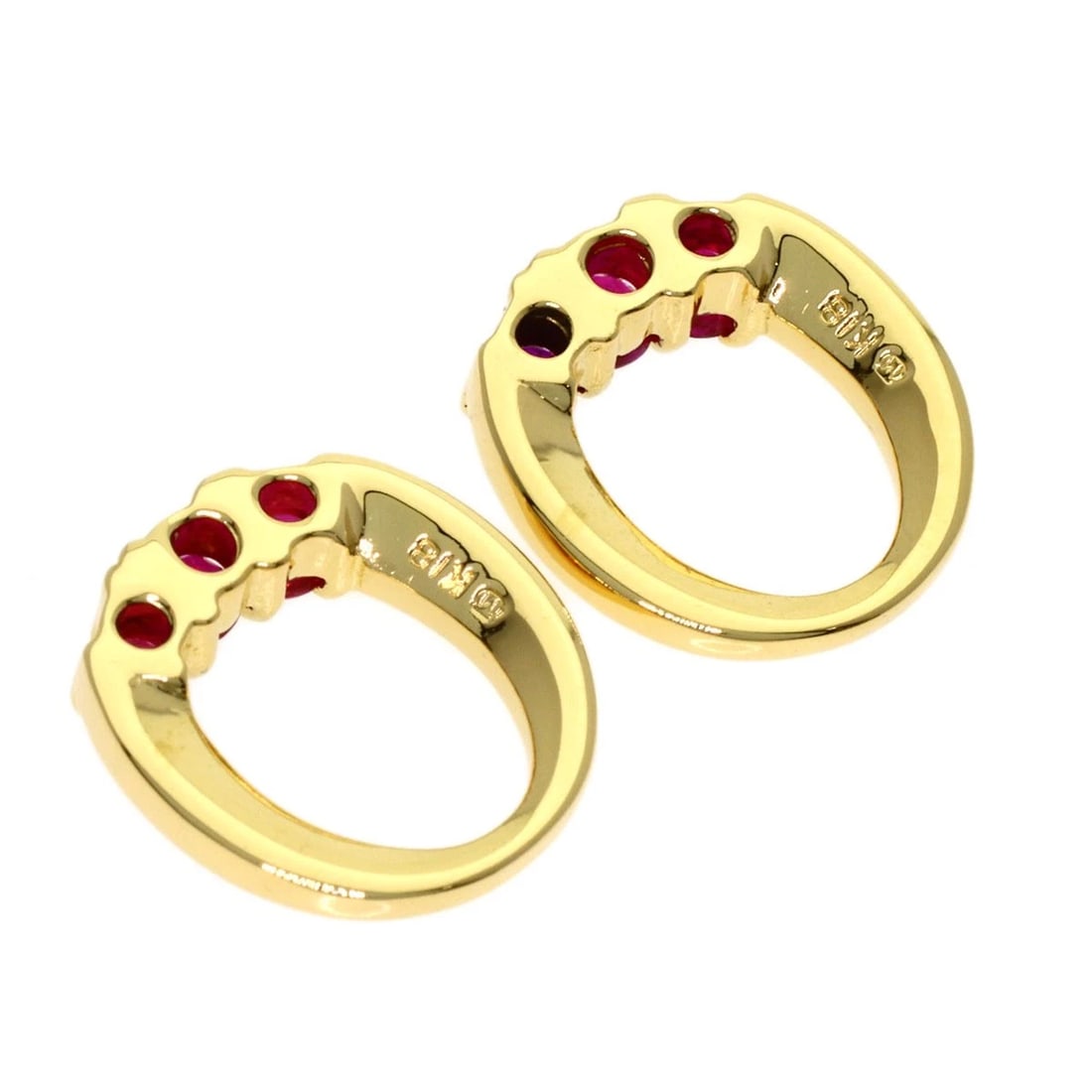 MIKIMOTO RUBY EARRING K18 YELLOW GOLD - 2