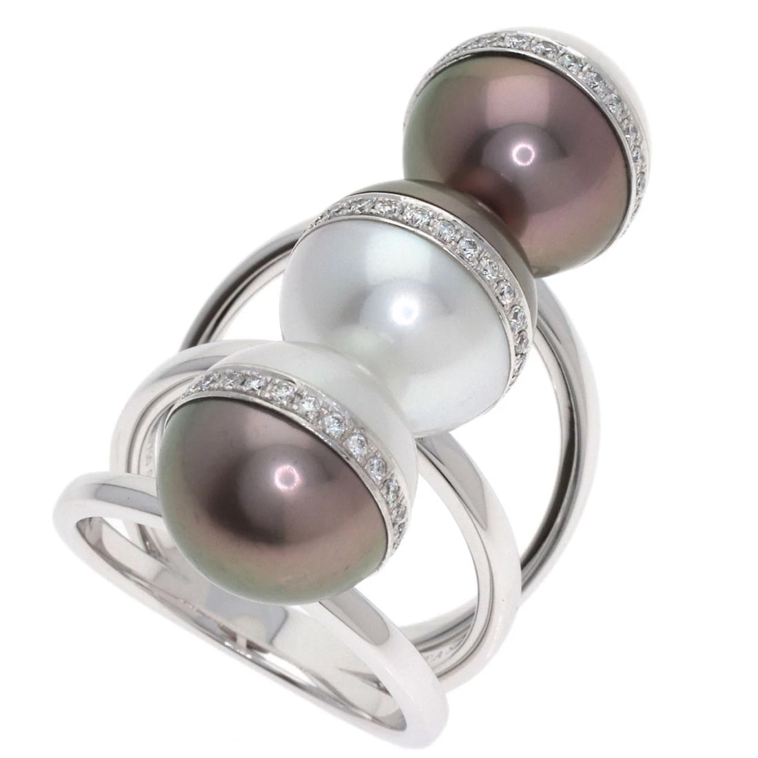 TASAKI PEARL DIAMOND RING K18 WHITE GOLD: TASAKI Pearl Diamond Ring K18 White Gold Brand: TASAKI Type/Style: Ring Material: K18 White Gold, Main Stone Pearl Color: Silver Size: 6(US) Accessories: None Accessories Notice: When purchasing