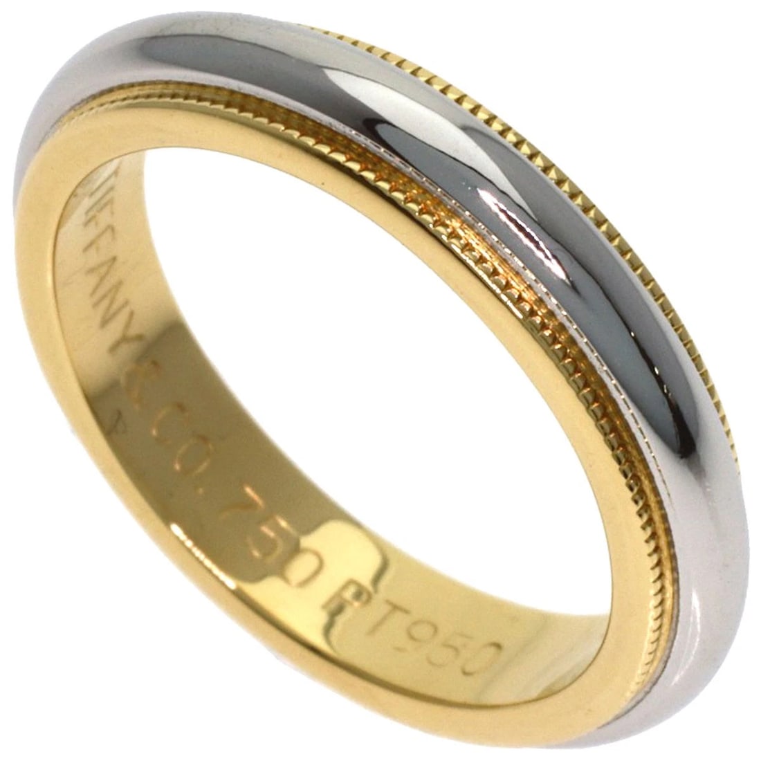 TIFFANY&CO. MILGRAIN RING K18 YELLOW GOLD PT950: TIFFANY&Co. Milgrain Ring K18 Yellow Gold PT950 Brand: TIFFANY&Co. Type/Style: Ring Material: K18 Yellow Gold/PT950, Color: Gold Size: 4(US) Accessories: None Accessories Notice: When purc