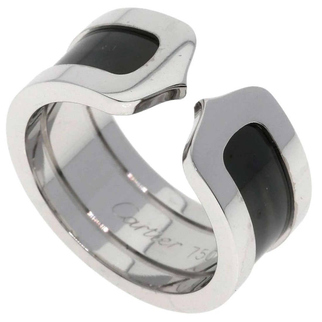 CARTIER RING BLACK LACQUER RING K18 WHITE GOLD: CARTIER Ring Black Lacquer Ring K18 White Gold Brand: CARTIER Type/Style: Ring Material: K18 White Gold, Color: Silver Size: 5.25(US) Accessories: None Accessories Notice: When purchasing