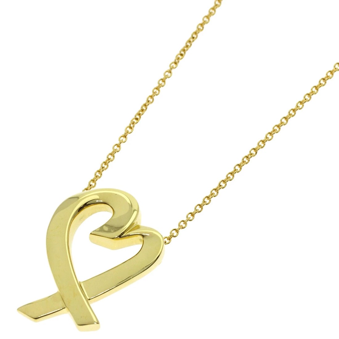 TIFFANY&CO. LOVING HEART NECKLACE K18 YELLOW GOLD: TIFFANY&Co. Loving heart Necklace K18 Yellow Gold Brand: TIFFANY&Co. Type/Style: Necklace Material: K18 Yellow Gold, Color: Gold Size: Chain Length:18.5inch/47cm Chain Width:0.4inch/1.1mm Top Size:0.8