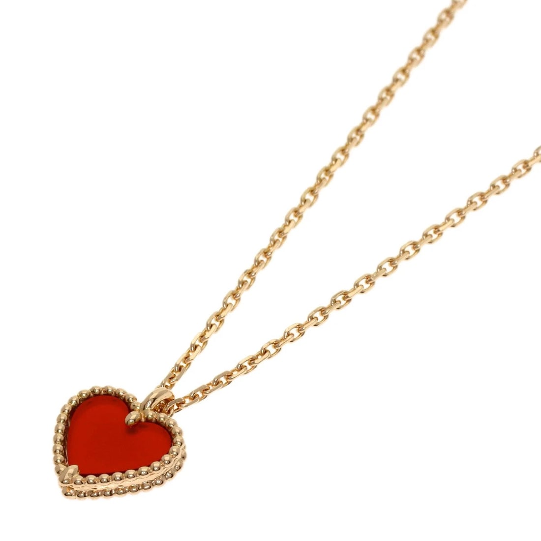 VAN CLEEF & ARPELS NECKLACE K18 PINK GOLD: Van Cleef & Arpels Necklace K18 Pink Gold Brand: Van Cleef & Arpels Type/Style: Necklace Material: K18 Pink Gold, Main Stone Carnelian Color: Gold Size: Chain Length:15.7inch/40cm Chain Width:0.4inch/