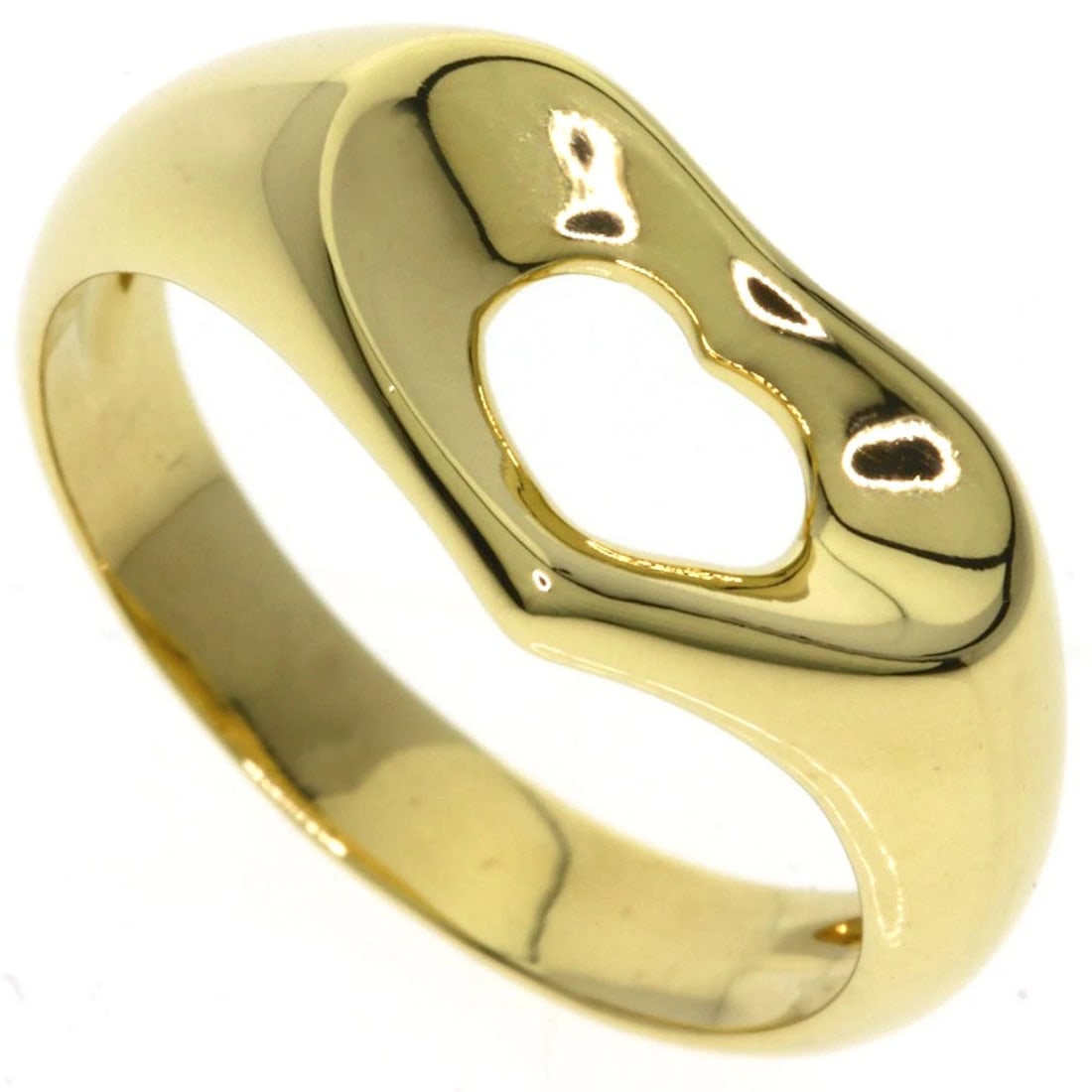 TIFFANY&CO. OPEN HEART RING K18 YELLOW GOLD: TIFFANY&Co. Open heart Ring K18 Yellow Gold Brand: TIFFANY&Co. Type/Style: Ring Material: K18 Yellow Gold, Color: Gold Size: 5.25(US) Accessories: None Accessories Notice: When purchasing