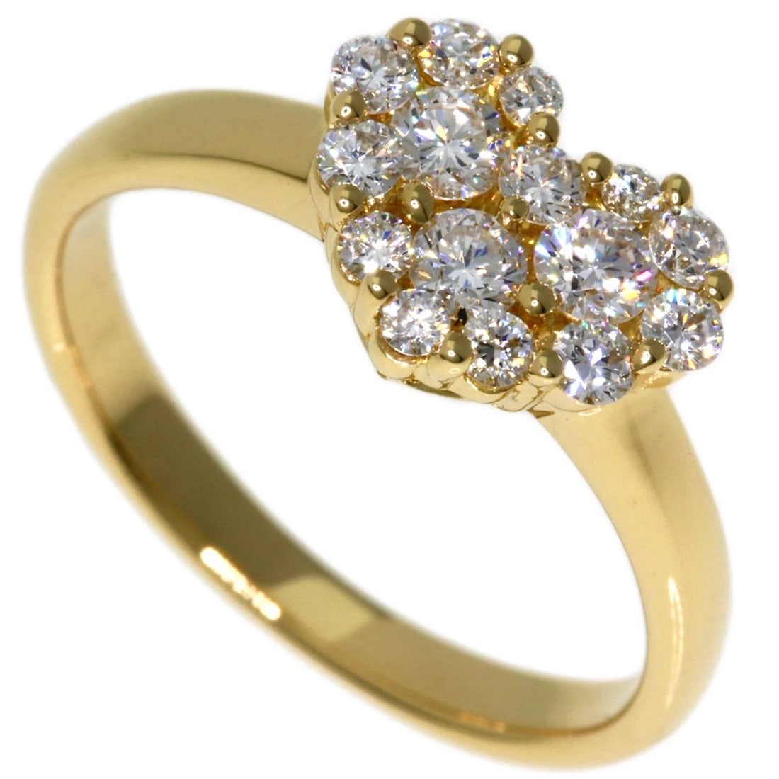 PONTE VECCHIO HEART MOTIF DIAMOND RING: Ponte Vecchio Heart motif Diamond Ring Brand: Ponte Vecchio Type/Style: Ring Material: K18 Yellow Gold, Color: Gold Size: 4.25(US) Accessories: None Accessories Notice: When purchasing pre