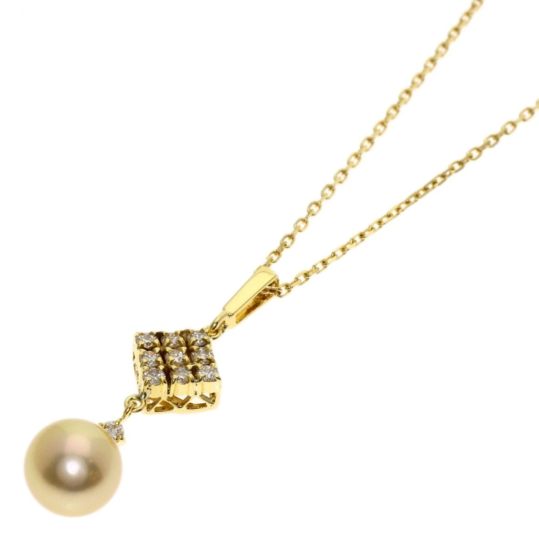 MIKIMOTO PEARL DIAMOND NECKLACE K18 YELLOW GOLD: MIKIMOTO Pearl Diamond Necklace K18 Yellow Gold Brand: MIKIMOTO Type/Style: Necklace Material: K18 Yellow Gold, Color: Gold Size: Stone Size:0.3inch/8.1mm Chain Length:15.7inch/40cm Chain