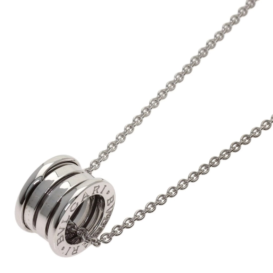 BVLGARI B.ZERO1 NECKLACE K18 WHITE GOLD: BVLGARI B.zero1 Necklace K18 White Gold Brand: BVLGARI Type/Style: Necklace Material: K18 White Gold, Color: Silver Size: Chain Length:15.7inch/40cm Chain Width:0.7inch/1.7mm Top Size:0.6inch/14.7x9.5