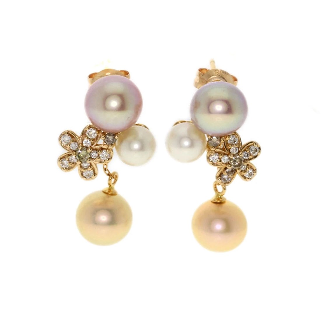 PONTE VECCHIO PEARL DIAMOND EARRING K18 PINK GOLD: Ponte Vecchio Pearl Diamond earring K18 Pink Gold Brand: Ponte Vecchio Type/Style: earring Material: K18 Pink Gold, Color: Gold Size: Stone Size:0.2inch/5.1-7.1mm Top Size:0.9inch/21.8x11.3x8.3mm