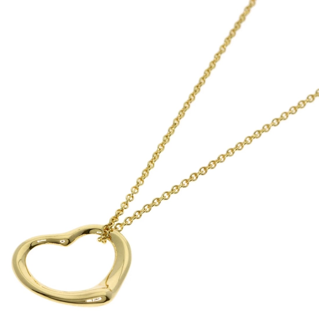 TIFFANY&CO. OPEN HEART NECKLACE K18 YELLOW GOLD: TIFFANY&Co. Open heart Necklace K18 Yellow Gold Brand: TIFFANY&Co. Type/Style: Necklace Material: K18 Yellow Gold, Color: Gold Size: Chain Length:15.9inch/40.5cm Chain Width:0.4inch/1.1mm Top Size:0.5