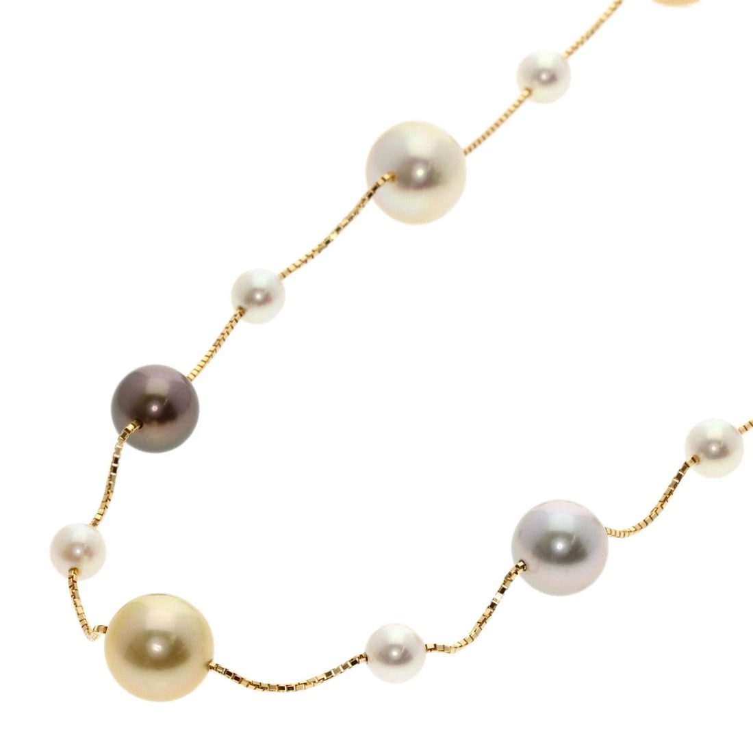 TASAKI STATION MULTI PEARL NECKLACE K18 YELLOW GOLD: TASAKI Station Multi Pearl Necklace K18 Yellow Gold Brand: TASAKI Type/Style: Necklace Material: K18 Yellow Gold, Color: Gold Size: Stone Size:0.2inch/6-12.8mm Chain Length:32.3inch/82cm Chain