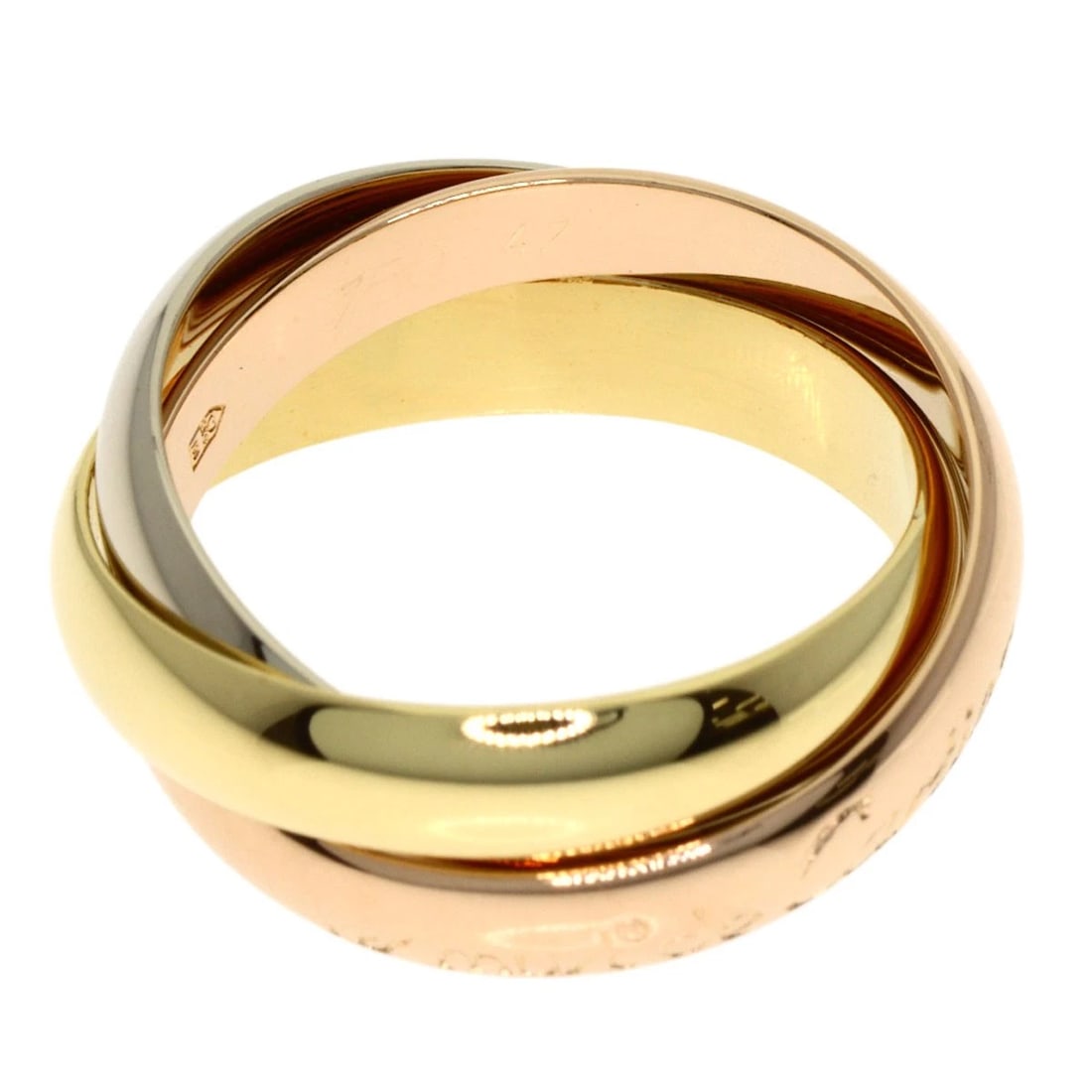 CARTIER TRINITY RING K18 YELLOW GOLD 18K PINK GOLD: CARTIER Trinity Ring K18 Yellow Gold 18K Pink Gold Brand: CARTIER Type/Style: Ring Material: K18 Yellow Gold, Color: Gold Size: 4.25(US) Accessories: None Accessories Notice: When purchasi