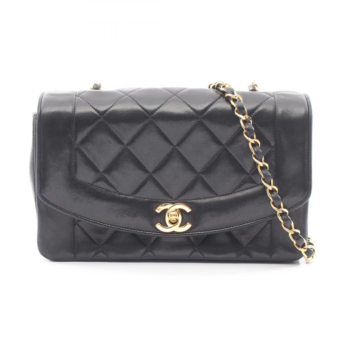 CHANEL MATELASSE DIANA FLAP CHAIN SHOULDER BAG: CHANEL Matelasse Diana Flap Chain Shoulder Bag Brand: CHANEL Type/Style: Shoulder Bag Material: Lambskin (sheep leather) Color: Black?ish colors Size: (H:5.5inch x W:8.7inch x D:2.8inch) Accessories: