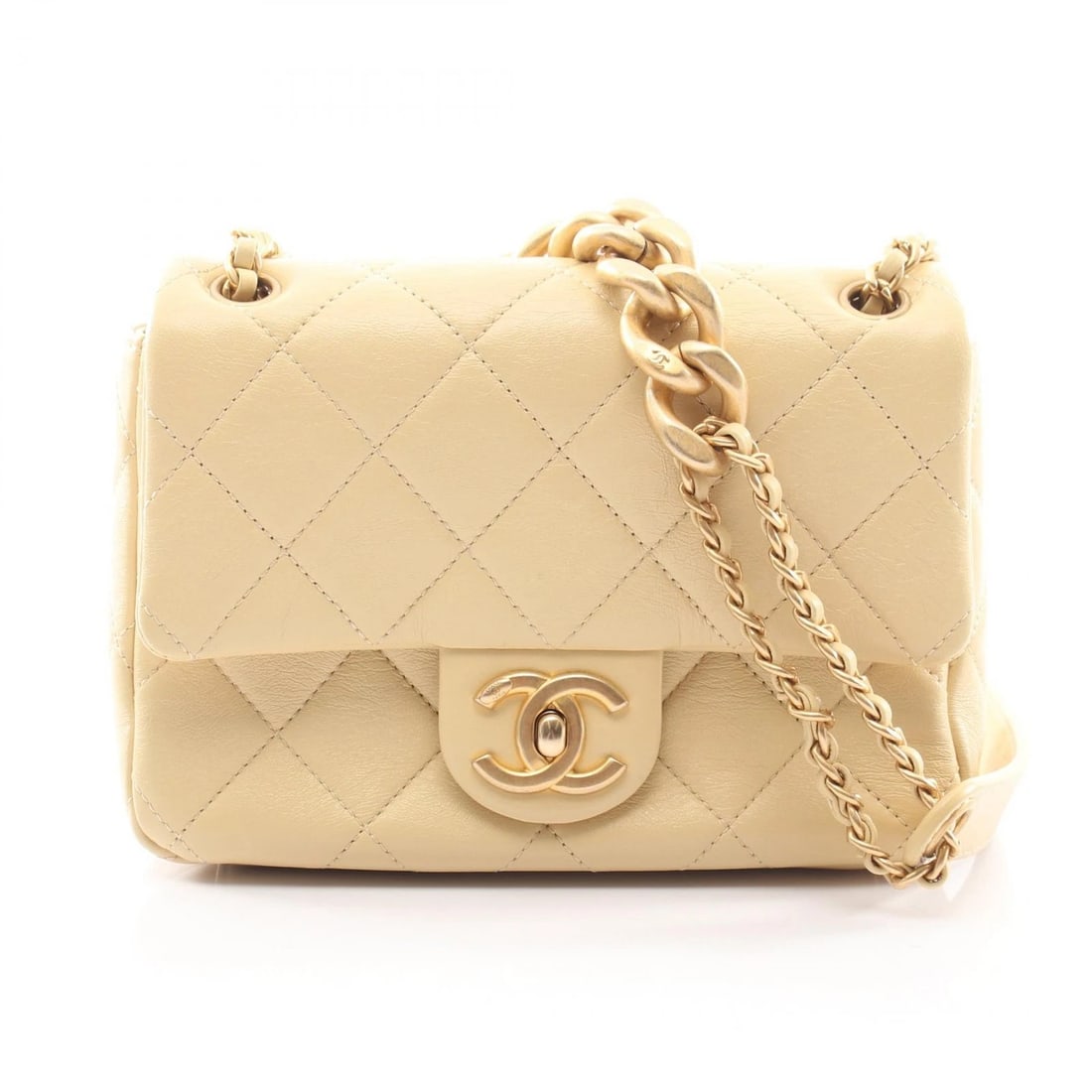 CHANEL MINI MATELASSE CHAIN SHOULDER BAG: CHANEL Mini Matelasse Chain Shoulder Bag Brand: CHANEL Type/Style: Shoulder Bag Material: leather Color: Yellow?ish colors Size: (H:5.3inch x W:7.3inch x D:2.2inch) Accessories: None Acces