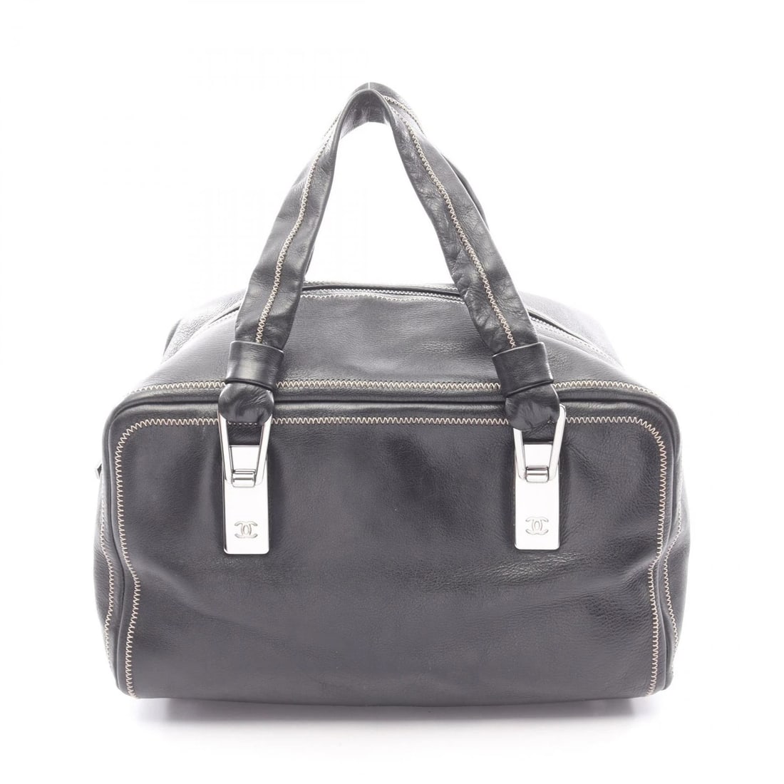 CHANEL COCO MARK HANDBAG: CHANEL COCO Mark Handbag Brand: CHANEL Type/Style: Handbag Material: Lambskin (sheep leather) Color: Black?ish colors Size: (H:6.3inch x W:11.0inch x D:7.9inch) Accessories: None Accessories Notice: