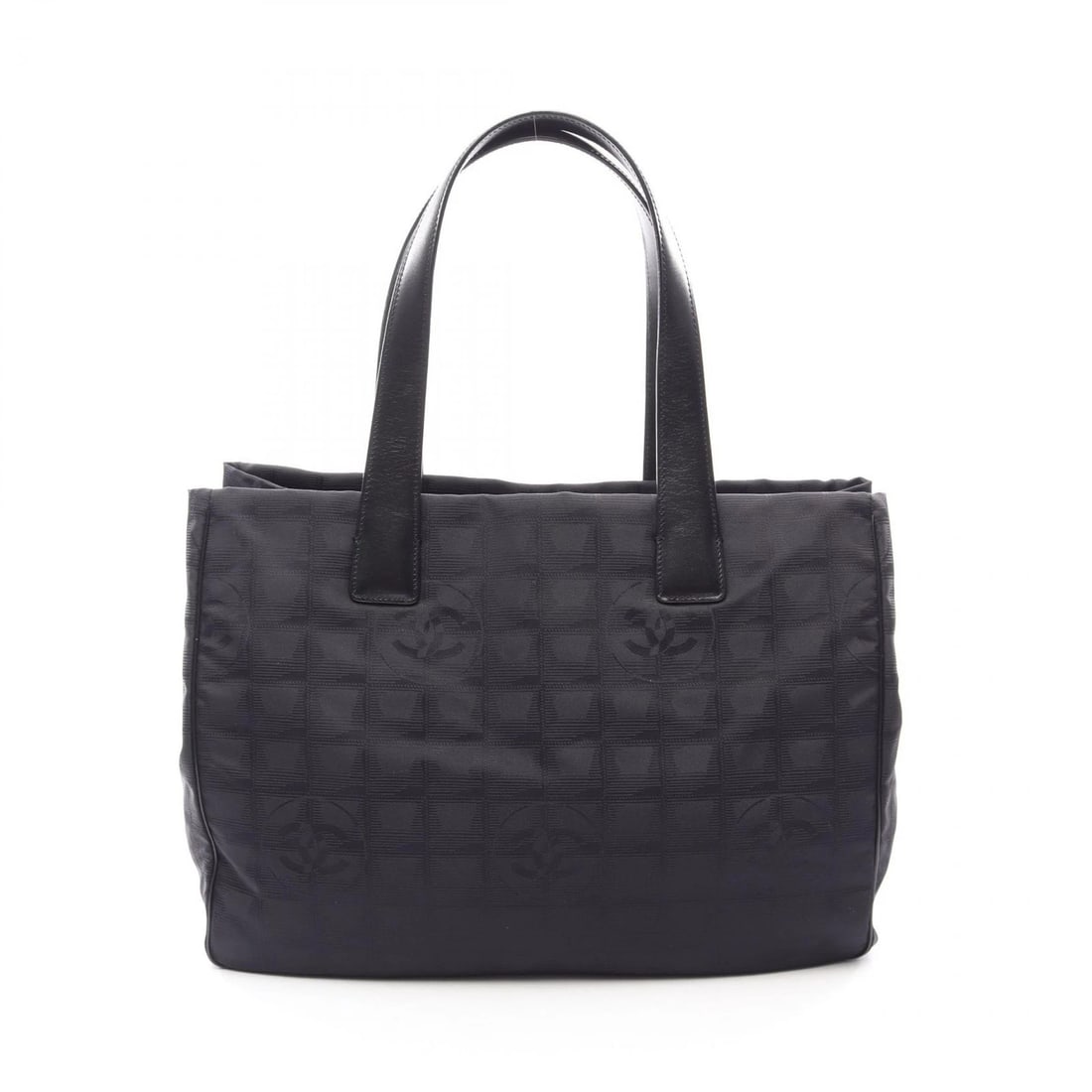 CHANEL TRAVEL LINE MM SHOULDER TOTE BAG: CHANEL Travel Line MM Shoulder Tote Bag Brand: CHANEL Type/Style: Tote Bag Material: leather ? Nylon canvas Color: Black?ish colors Size: (H:9.8inch x W:13.4inch x D:5.7inch) Accessories: None