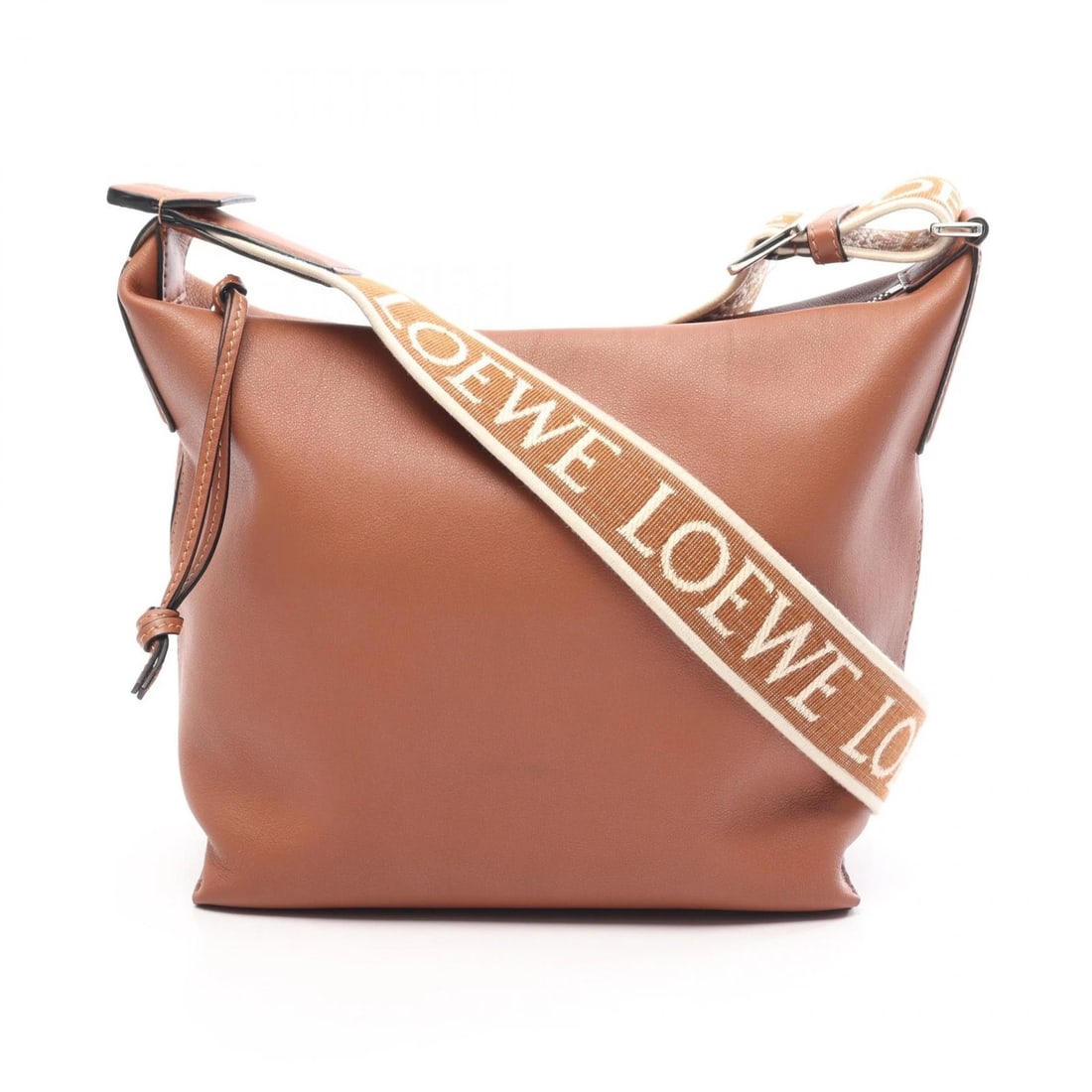 LOEWE CUBY SMALL CROSSBODY SHOULDER BAG: LOEWE Cuby Small Crossbody Shoulder Bag Brand: LOEWE Type/Style: Shoulder Bag Material: leather Color: Brown?ish colors Size: (H:8.7inch x W:8.3inch x D:3.9inch) Accessories: None Accessories Notice: